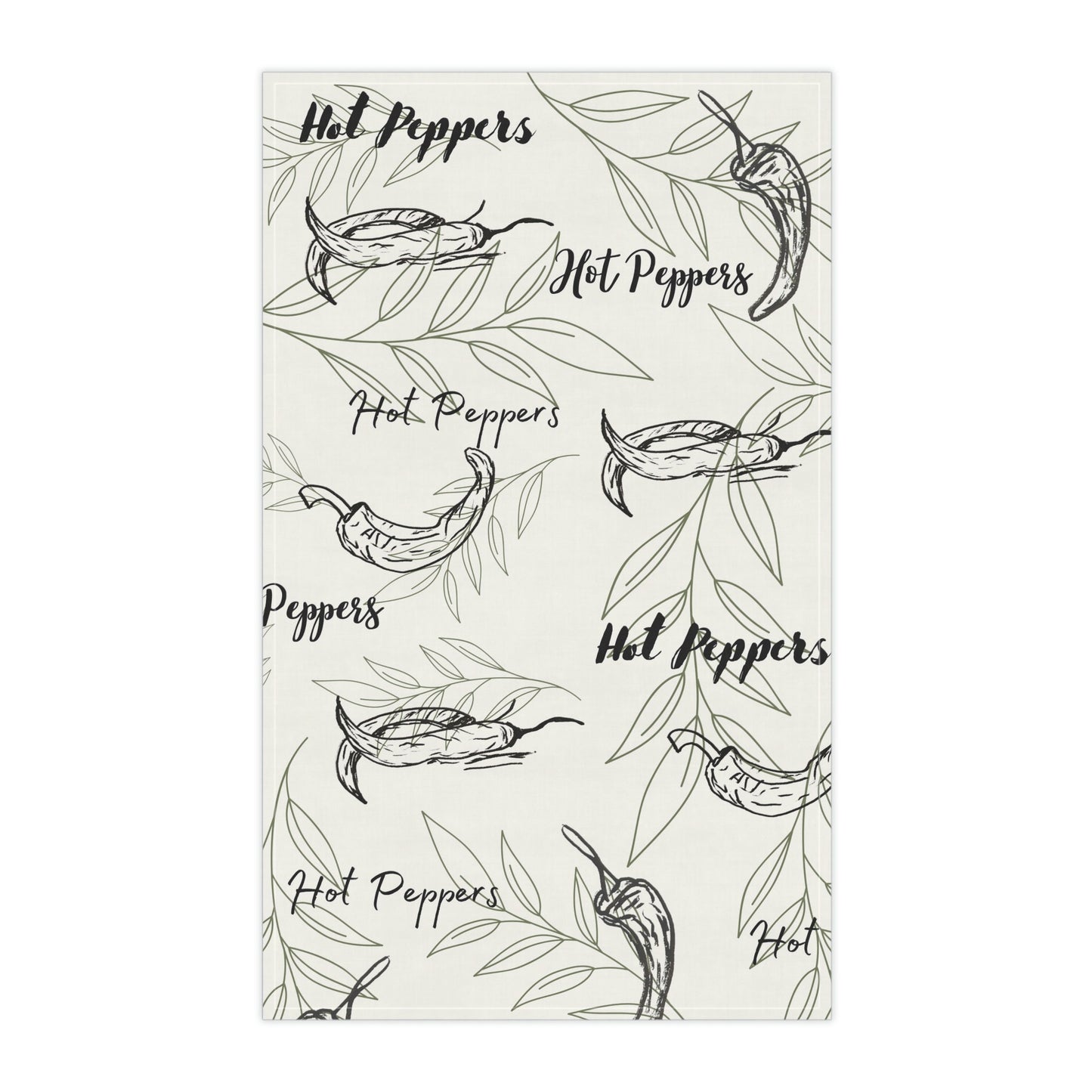 Kitchen Towel with print of original ink drawing of hot peppers