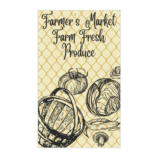 Kitchen Towel with Print of Farmers Market Theme