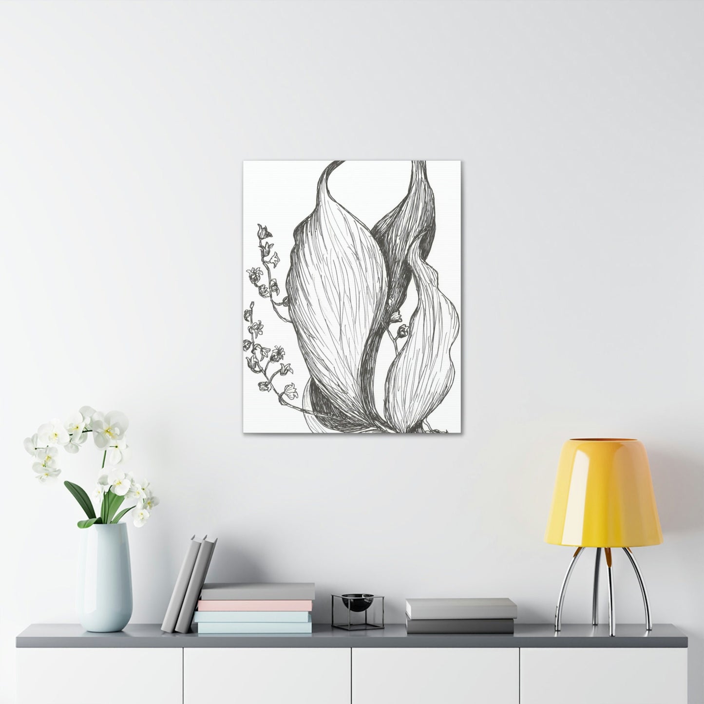 Canvas Gallery Wrap with Print of My Original Drawing of a Lily of the Valley Flower