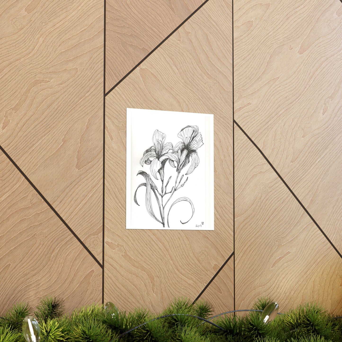 Premium Matte Vertical Posters with My Original Ink Drawing of Iris, Available in 7 Sizes, Ink Drawing, Botanical Art, Floral Drawing