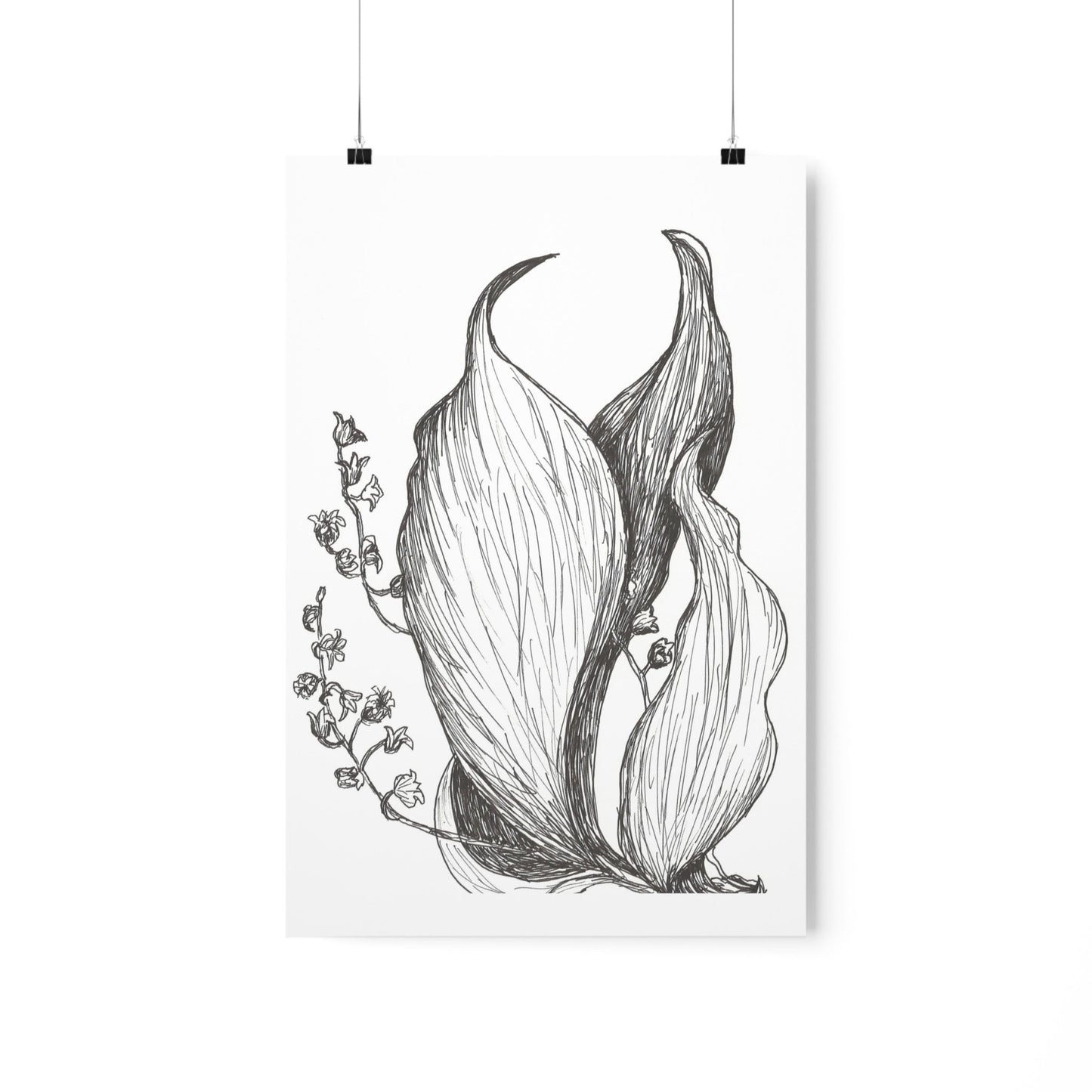 Premium Matte Vertical Posters with My Original Ink Drawing of a Liliy of the Valley