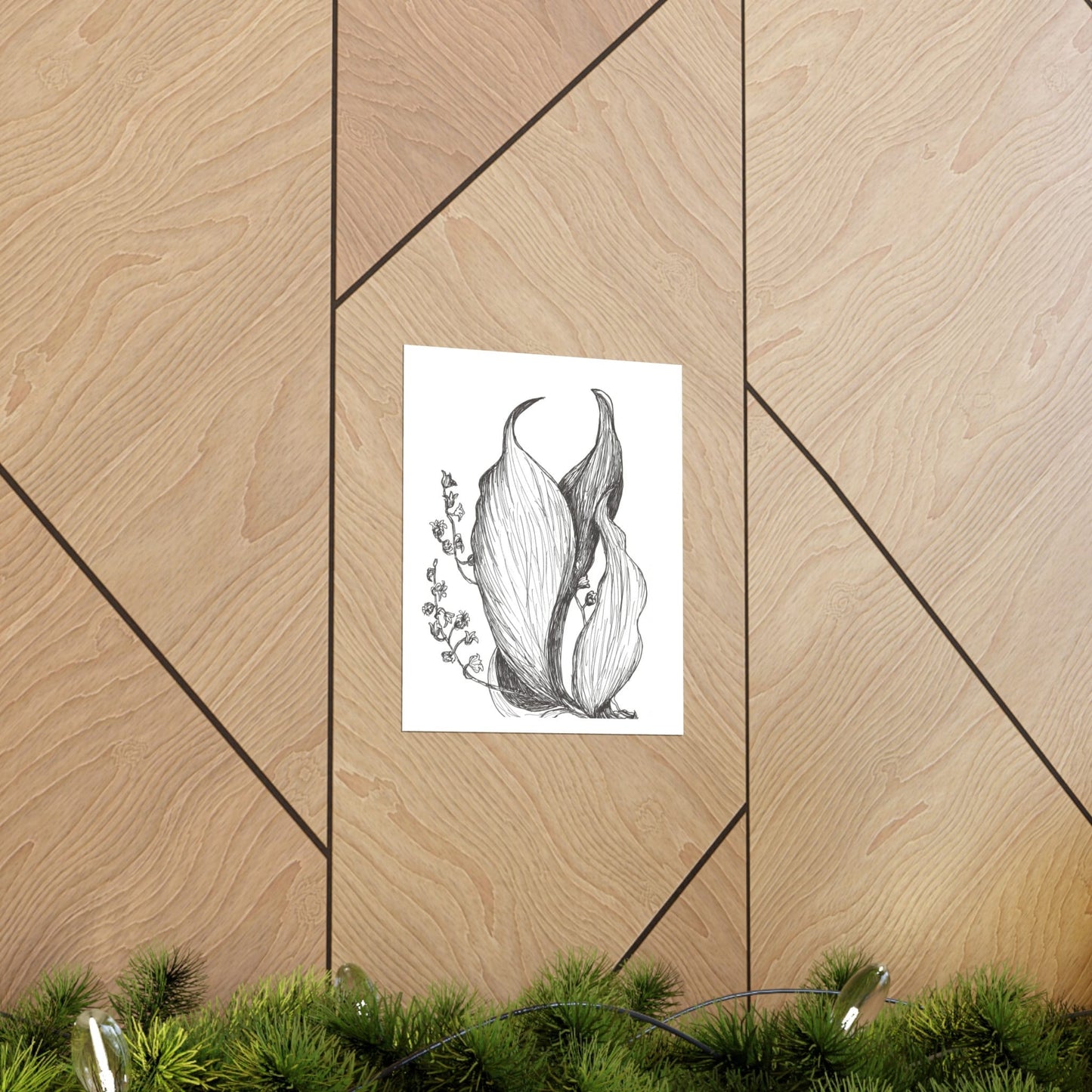 Premium Matte Vertical Posters with My Original Ink Drawing of a Liliy of the Valley