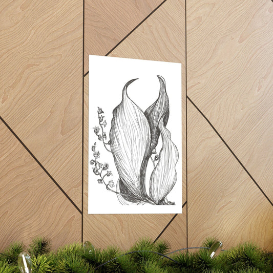 Premium Matte Vertical Posters with My Original Ink Drawing of a Liliy of the Valley