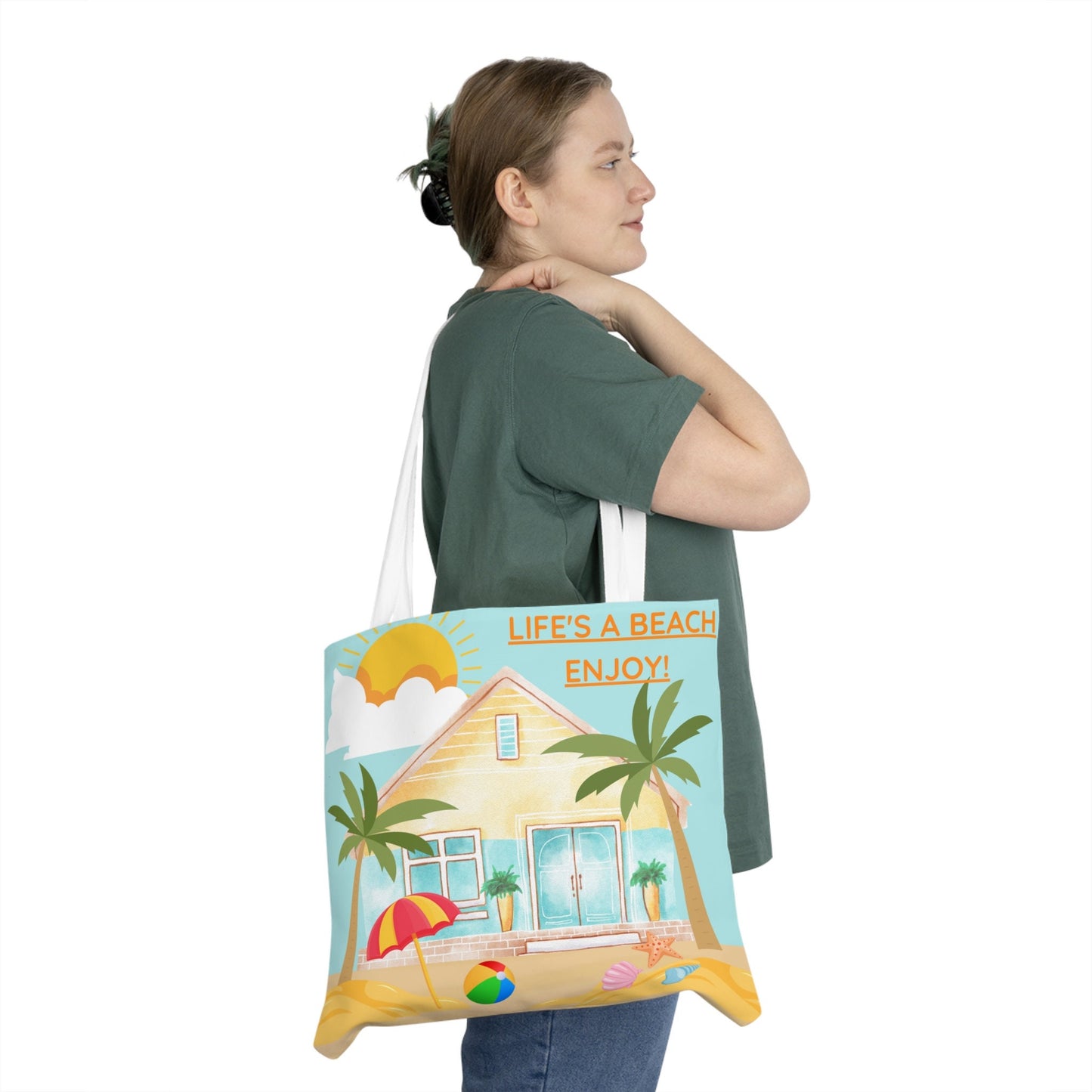 Shoulder Tote Bag Print of Original Digital Beach Design, Vacation, Shore, Florida, California, Resort, Boating, Fun, Road Trip, Weekender