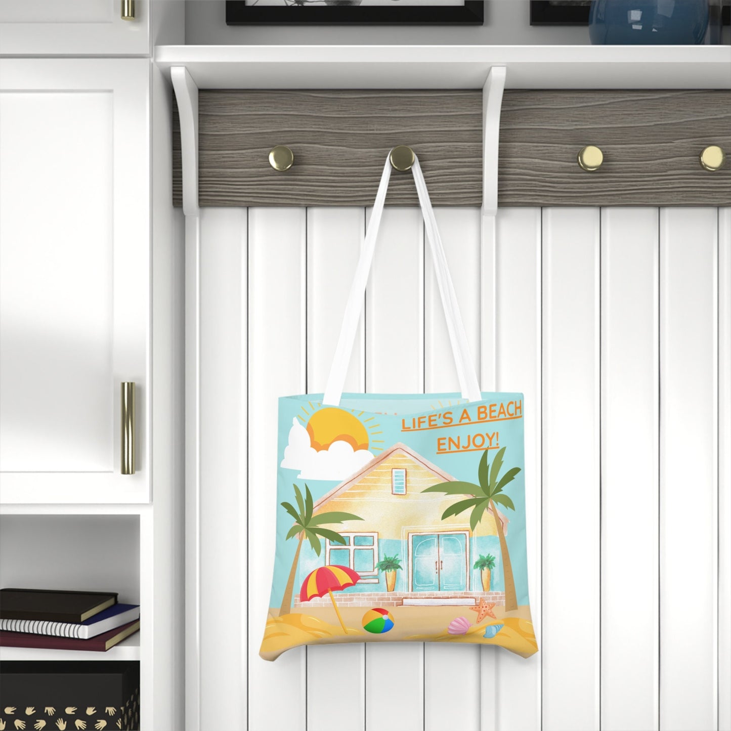 Shoulder Tote Bag Print of Original Digital Beach Design, Vacation, Shore, Florida, California, Resort, Boating, Fun, Road Trip, Weekender