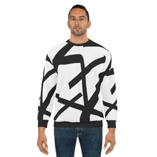 Unisex Sweatshirt Bold Blsck Linear Art, Statement Puece,Abstract Midern Art