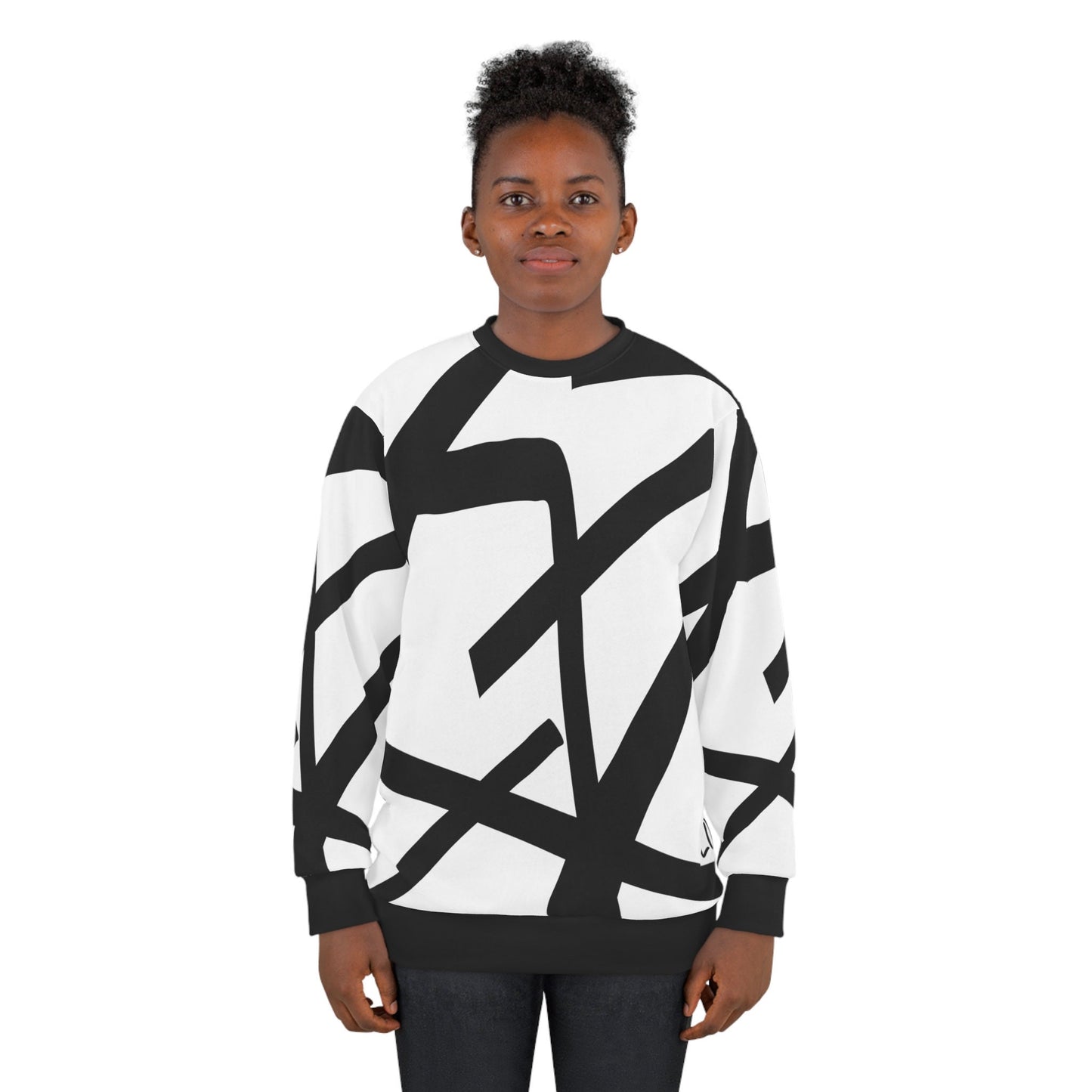 Unisex Sweatshirt Bold Blsck Linear Art, Statement Puece,Abstract Midern Art