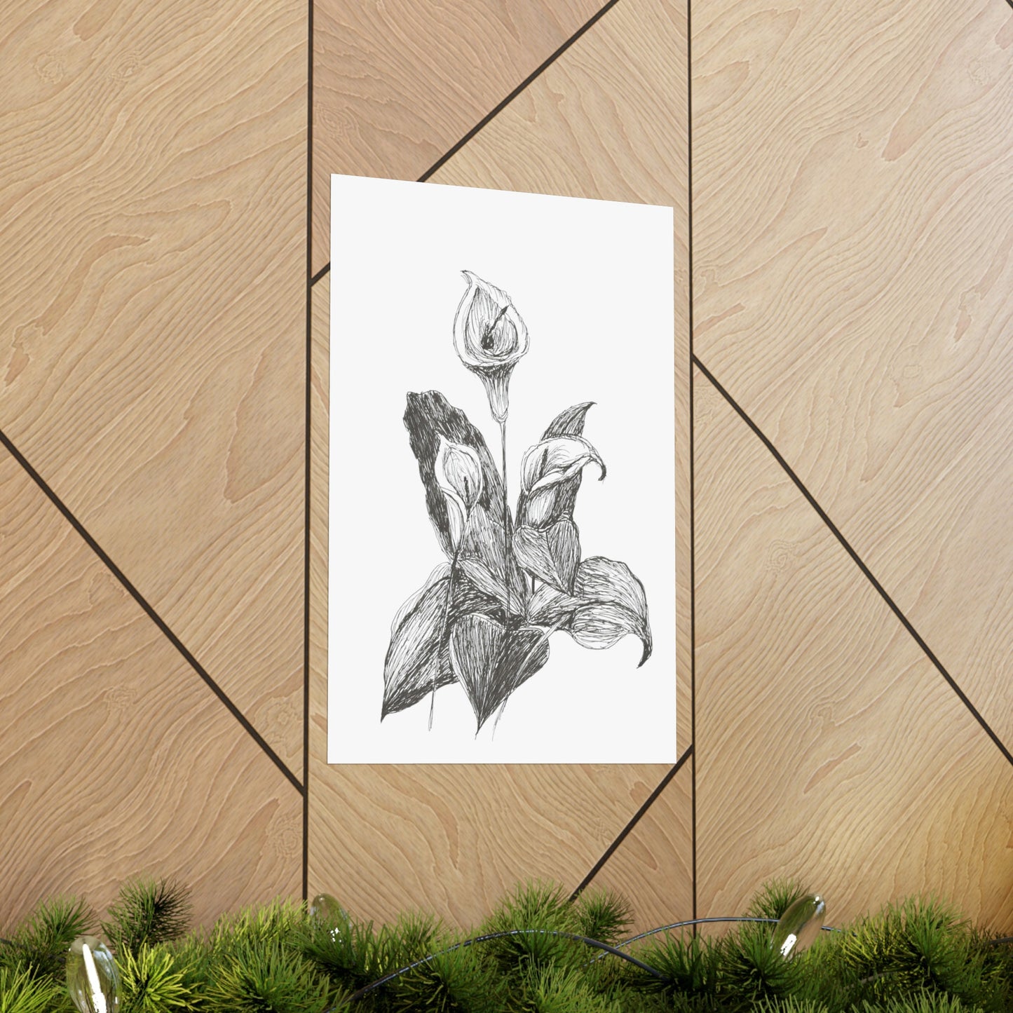 Original Hand Drawn Print Vertical Posters Jack in the Pulpit, Lily, Peace Lily, Ink Drawing, Floral Botanical Art, Pretty, Garden, Flowers