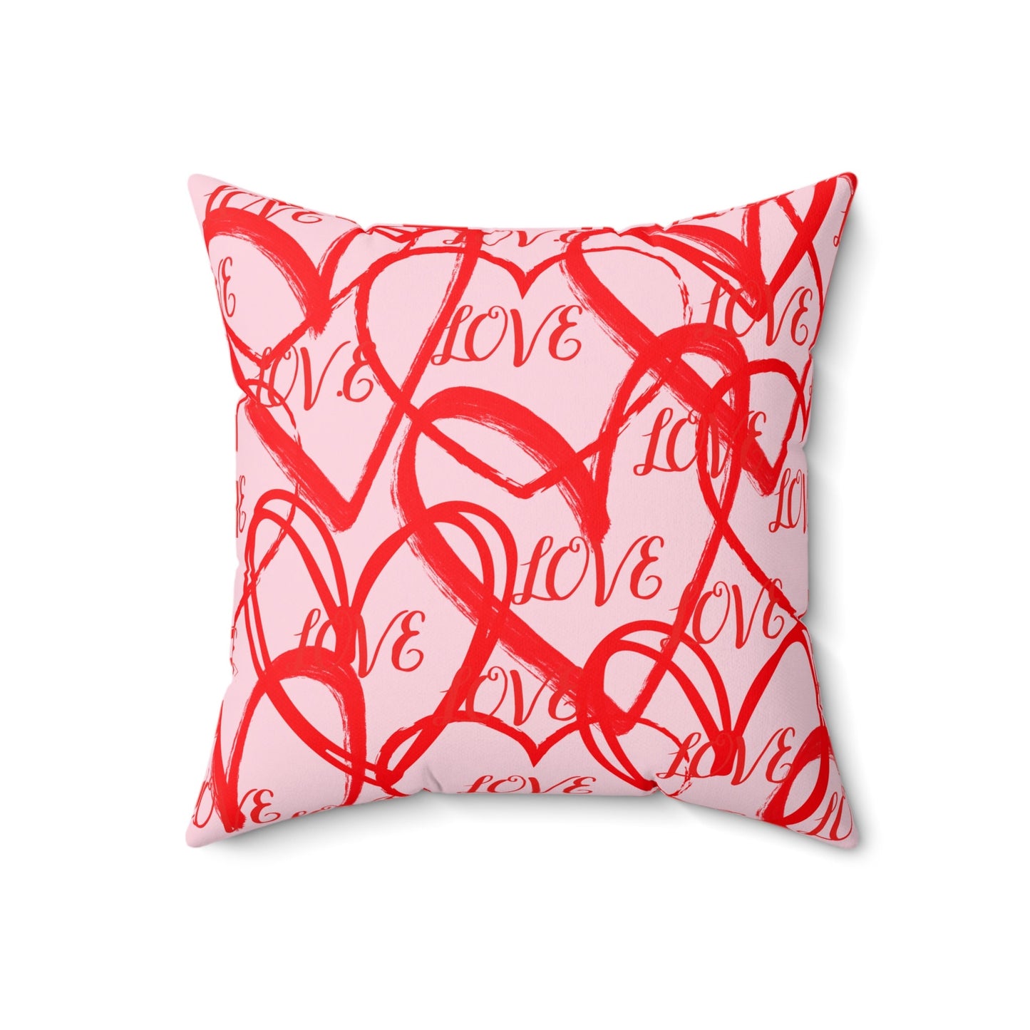 Spun Polyester Square Pillow with Valentines  Day Hearts and Messege