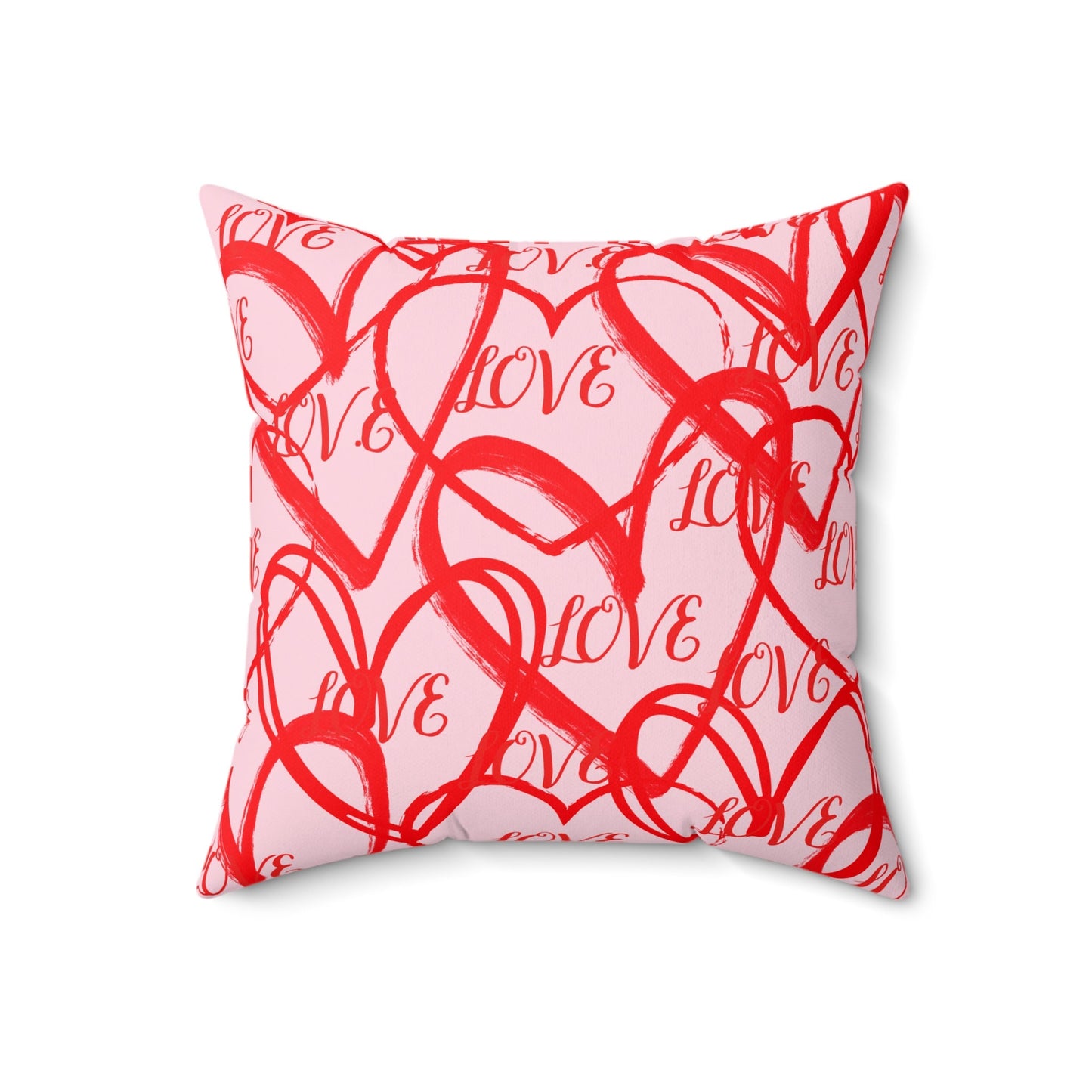 Spun Polyester Square Pillow with Valentines  Day Hearts and Messege