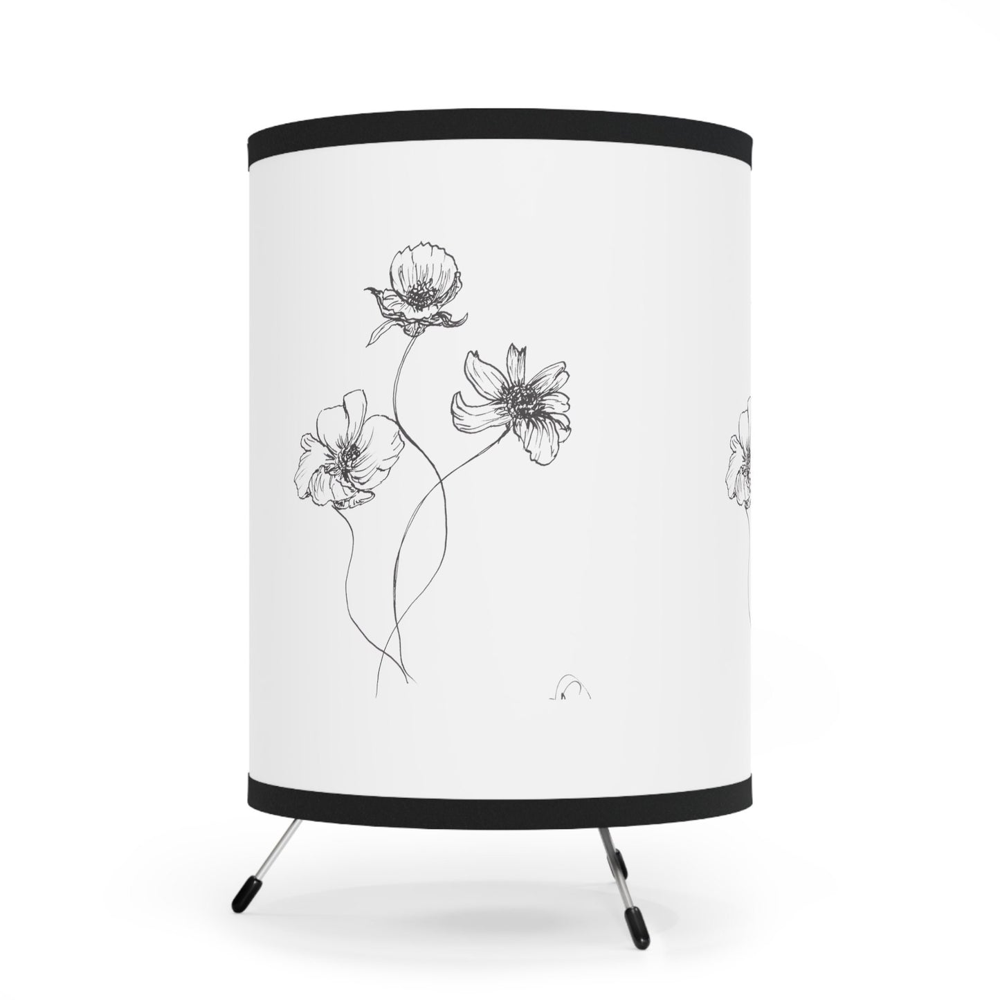 Tripod Lamp with High-Res Printed Shade, US\CA plug Printed with Original Floral Drawing