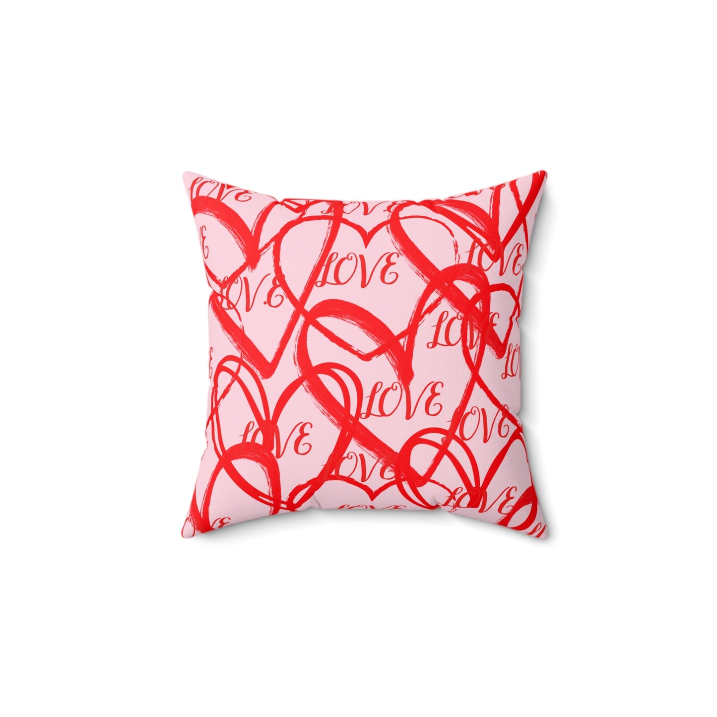 Spun Polyester Square Pillow with Valentines  Day Hearts and Messege