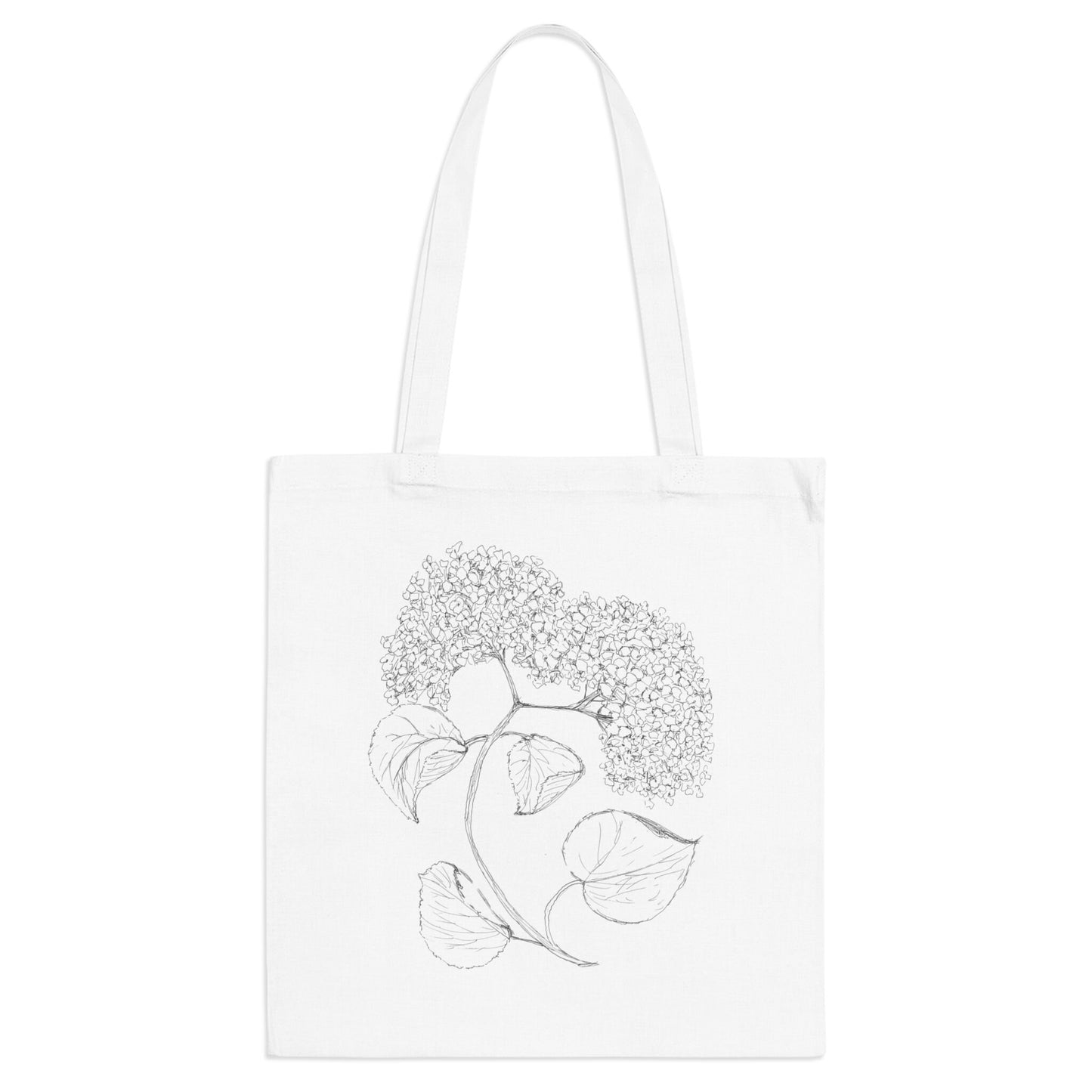 Tote Bag with Print of Original Art of Hand Drawn Hydragea