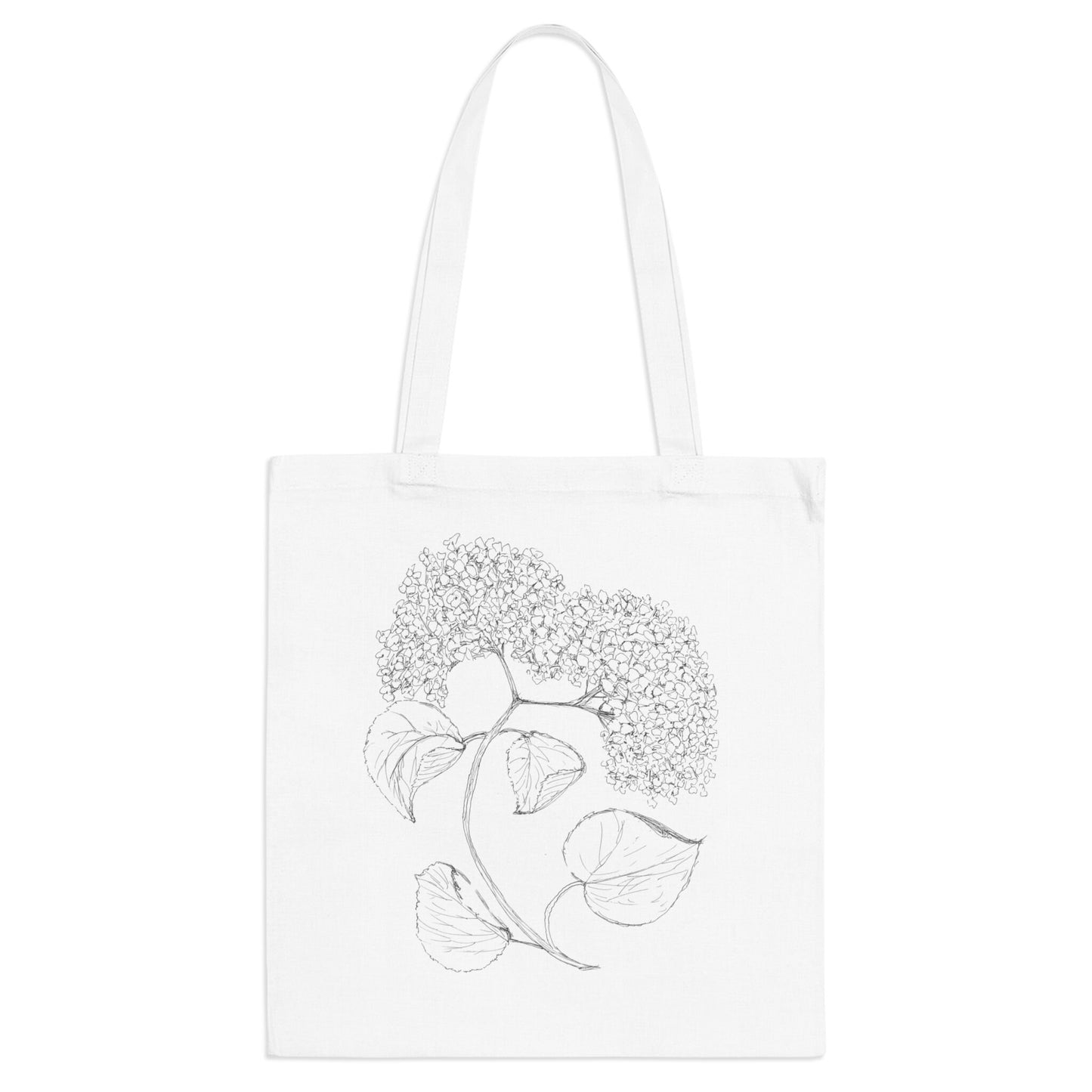 Tote Bag with Print of Original Art of Hand Drawn Hydragea