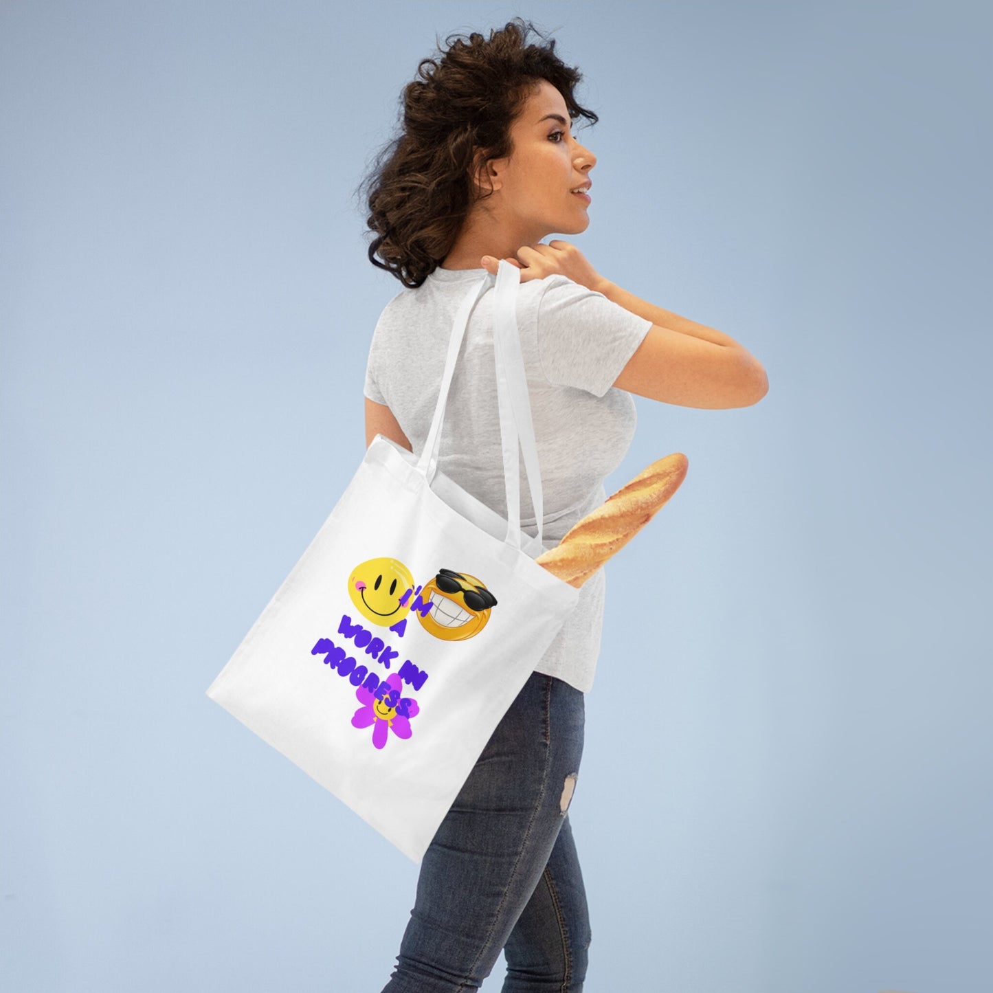 Tote Bag with Funny Quote and Happy People, Original Digital Design