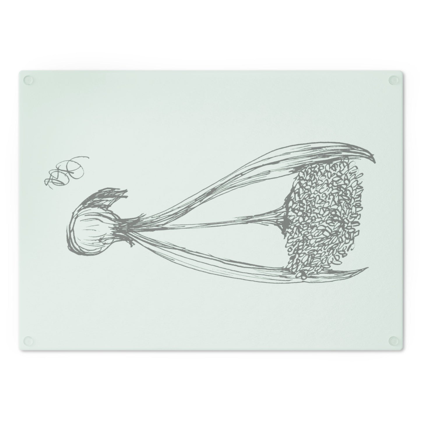 Cutting Board with Print of Original Hand Drawn Garlic Plant Great Kitchen Accent for Garlic Lovers and Gift Item