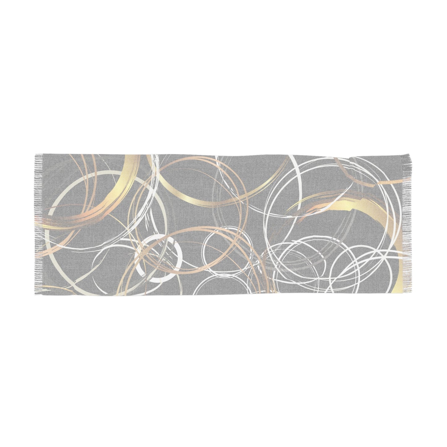 Light Scarf Black with Gold and White Circles Original Abstract Geometric Digital Design