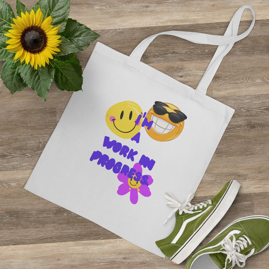 Tote Bag with Funny Quote and Happy People, Original Digital Design