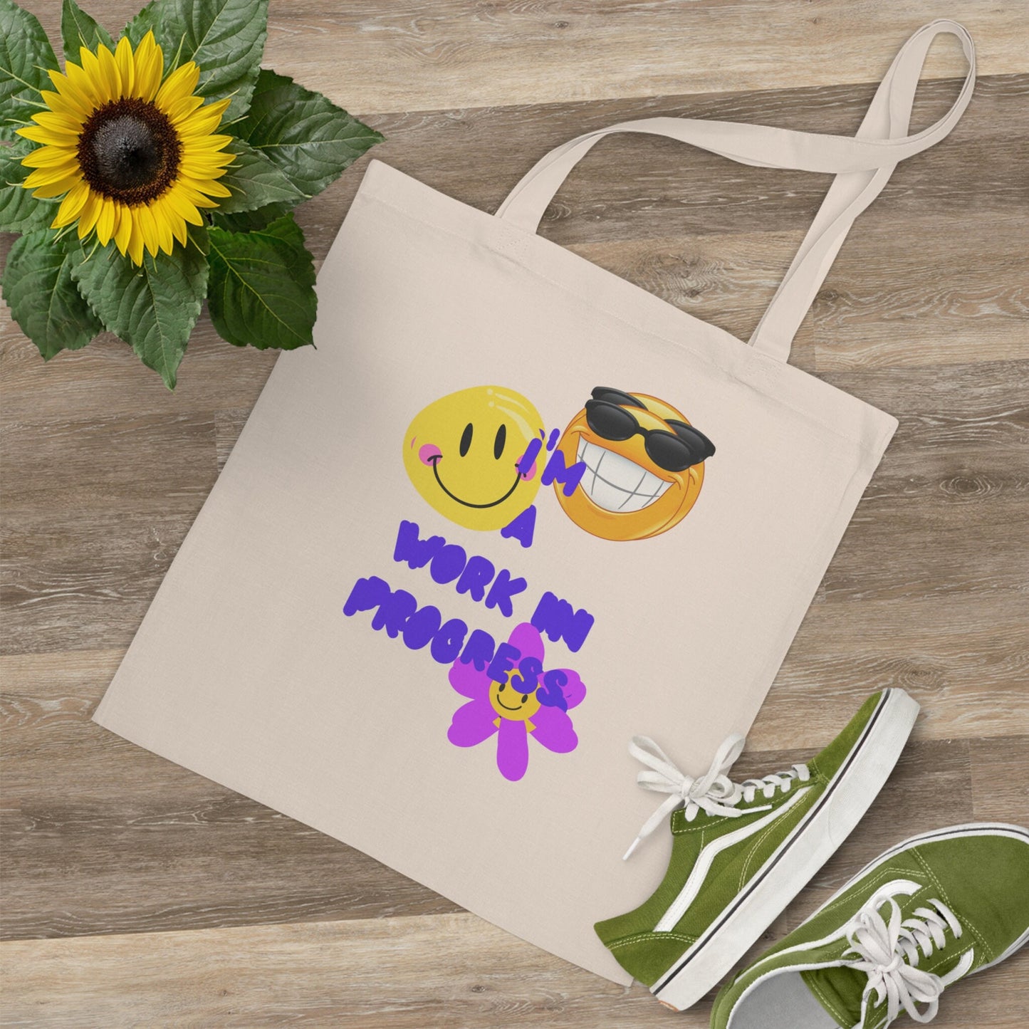 Tote Bag with Funny Quote and Happy People, Original Digital Design