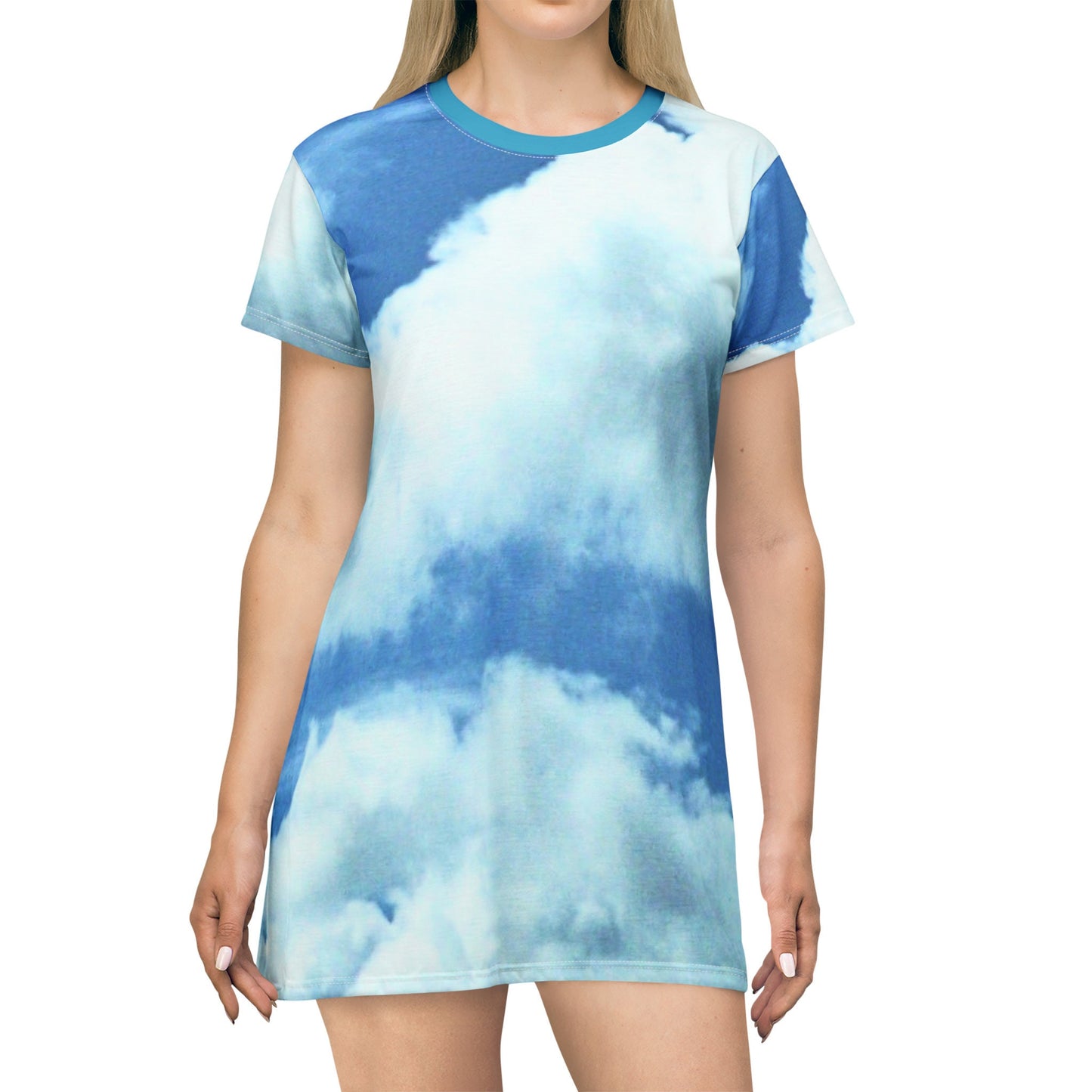 T-Shirt Dress Clouds, Nightie, Original Photograph Print, Blue Skies, Calming relax, Summer, Spring, pretty,fun,family,young,teen