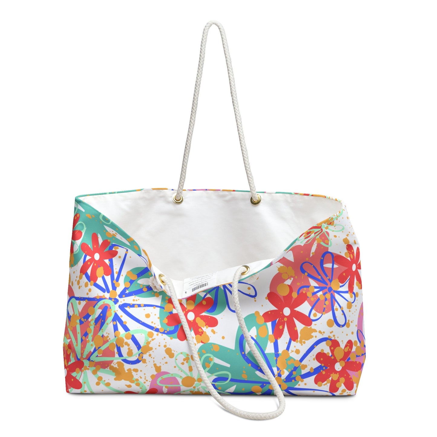 Weekender Bag with Fun Random Flowers, Spring, Summer Design, Colorful and Bright, Travel, Shopping, Road trip,Extra Bag, Vacation Bag