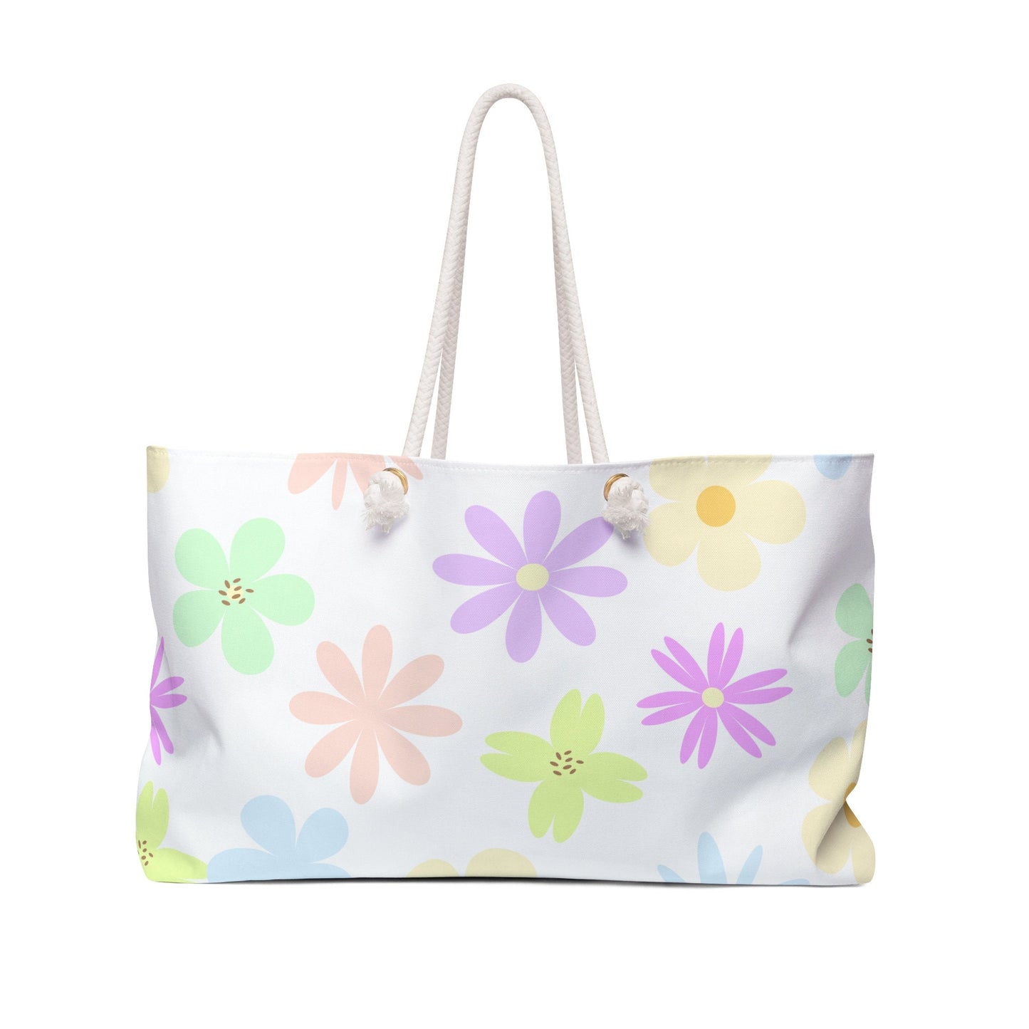 Weekender Bag with Fun Retro Mod Flower Print, Colorful, Spring, Summer Design, Road Trip, Shopping, Extra Bag, Vacation Bag, Carry All