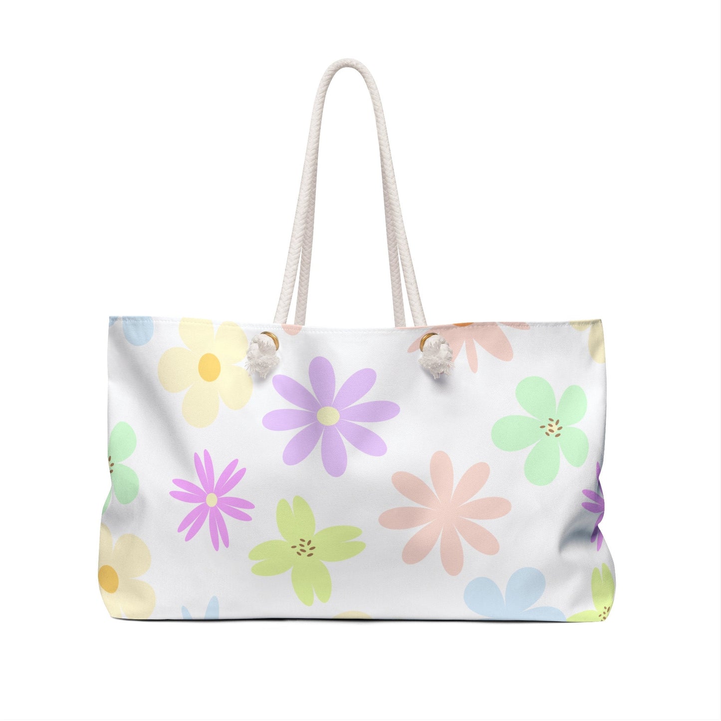 Weekender Bag with Fun Retro Mod Flower Print, Colorful, Spring, Summer Design, Road Trip, Shopping, Extra Bag, Vacation Bag, Carry All