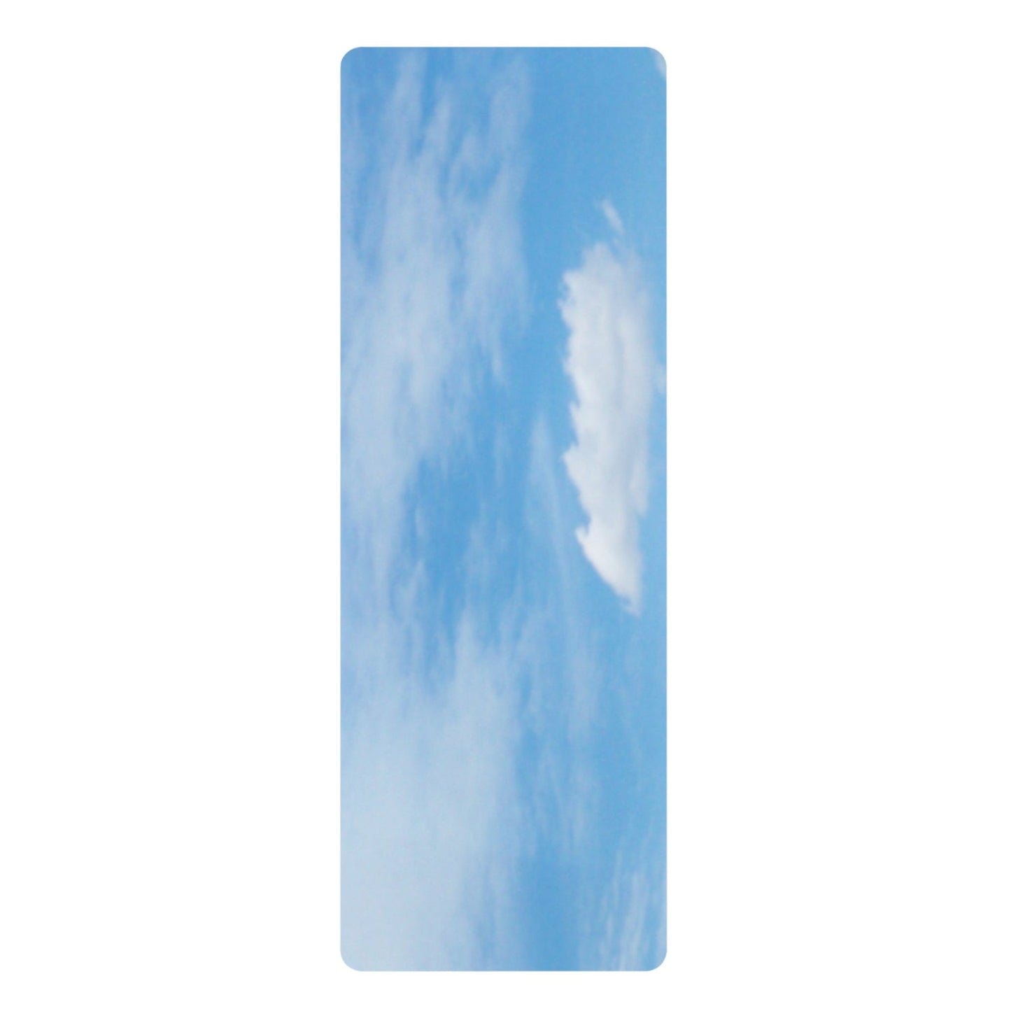 Rubber Yoga Mat, Original Photo of Summer Clouds,Blue Sky with White Puffy Clouds,Peaceful, Tranquil, Pleasant, Day, Outdoor Yoga,stretching