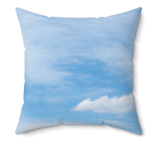 Spun Polyester Square Pillow Features Original Photo of Sky with Clouds