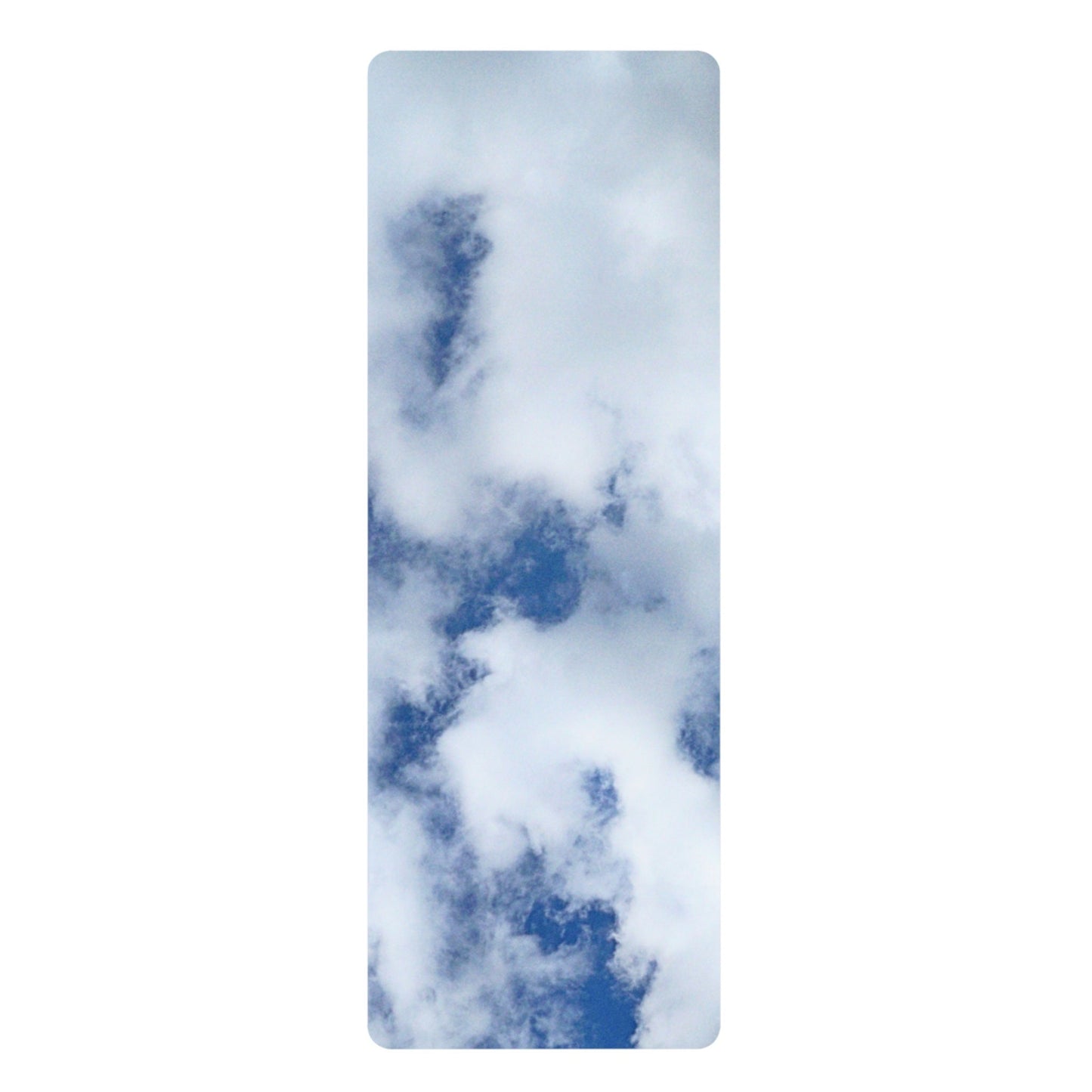 Rubber Yoga Mat with Cloud Print, Relaxing, Pleasant, Work Out Mat, Nature Print, Soothing, White Fluffy Clouds, Original Photo