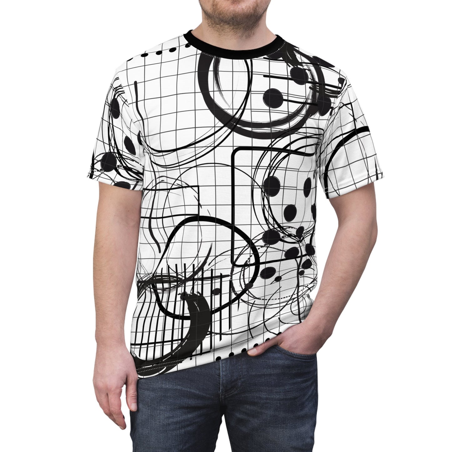 Original Abstract Design, Sublimation Print on Polyester Unisex Tee, Professionally Printed, Modern Minimalist, Line Design