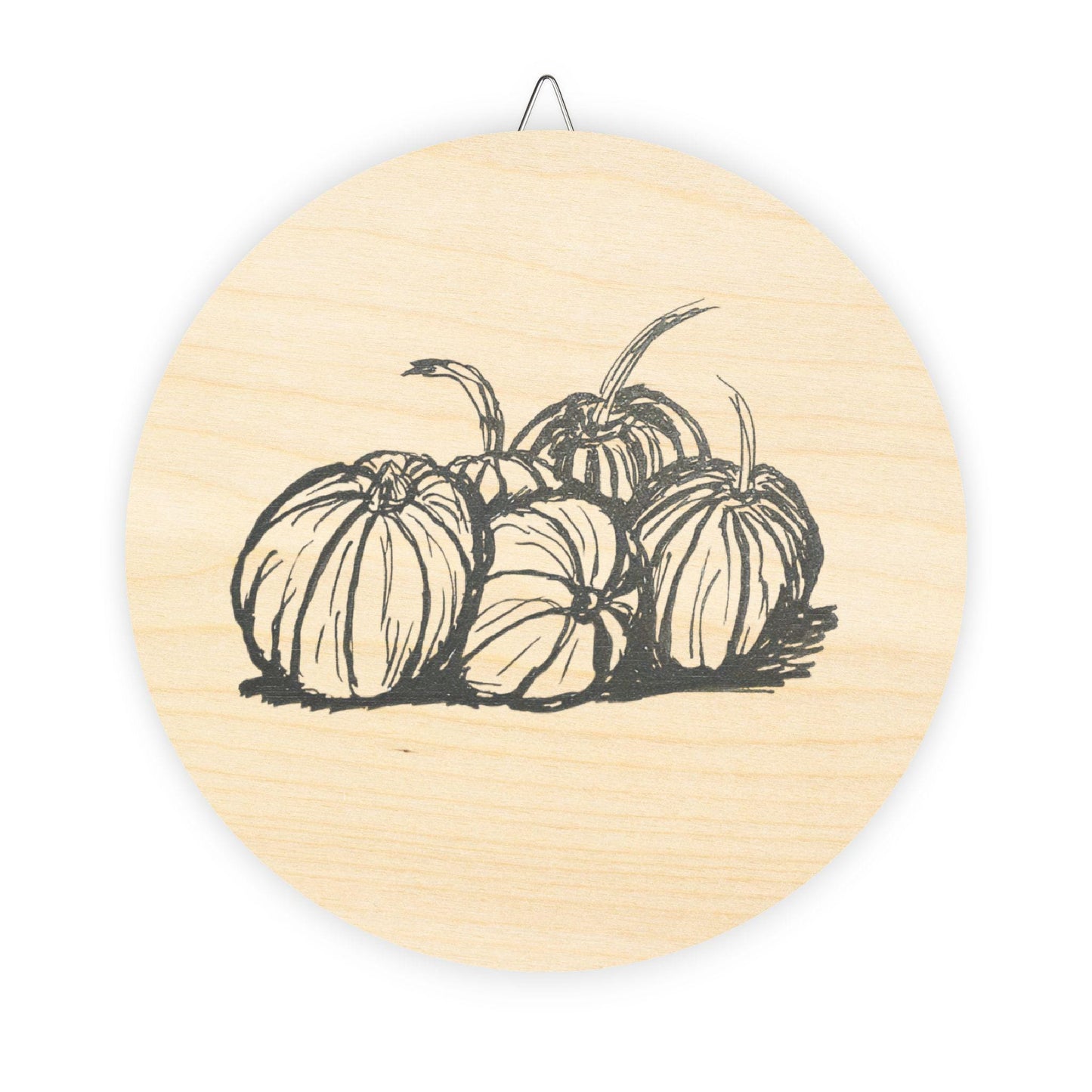 Wood Signs with Pumpkin Print, Original Hand Ink Drawing, Great for Autumn and Halloween, Door hanger, 4 Sizes.