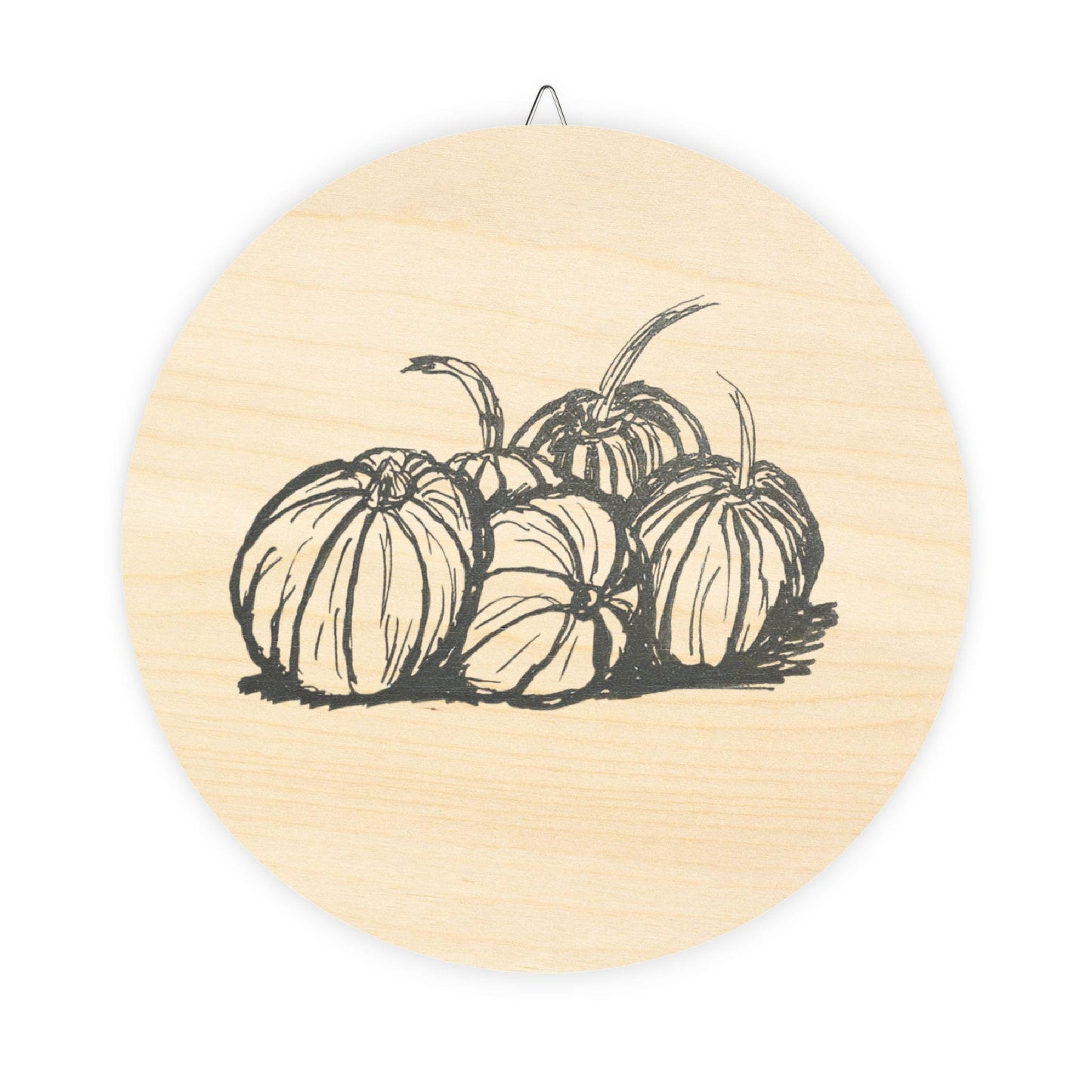 Wood Signs with Pumpkin Print, Original Hand Ink Drawing, Great for Autumn and Halloween, Door hanger, 4 Sizes.