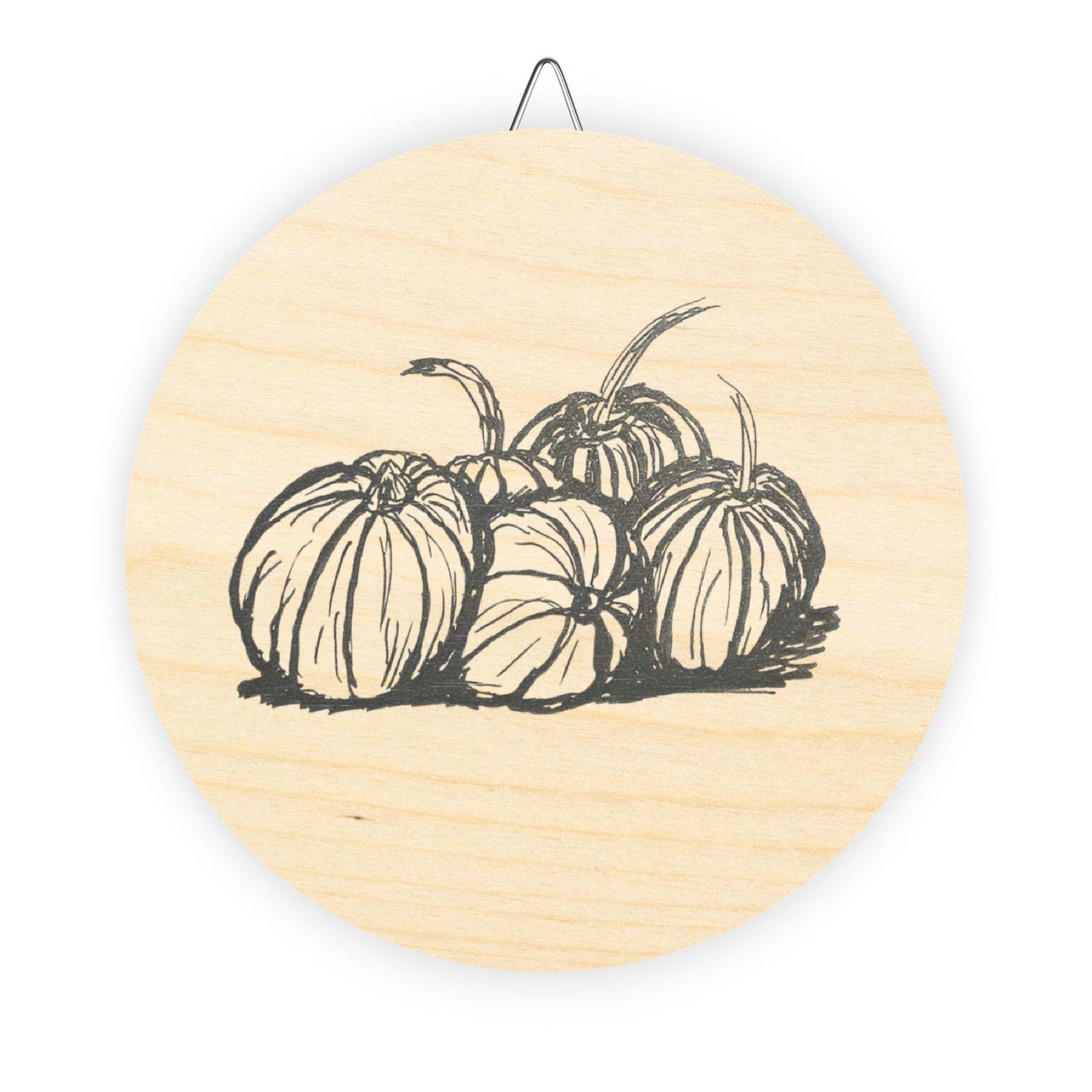 Wood Signs with Pumpkin Print, Original Hand Ink Drawing, Great for Autumn and Halloween, Door hanger, 4 Sizes.