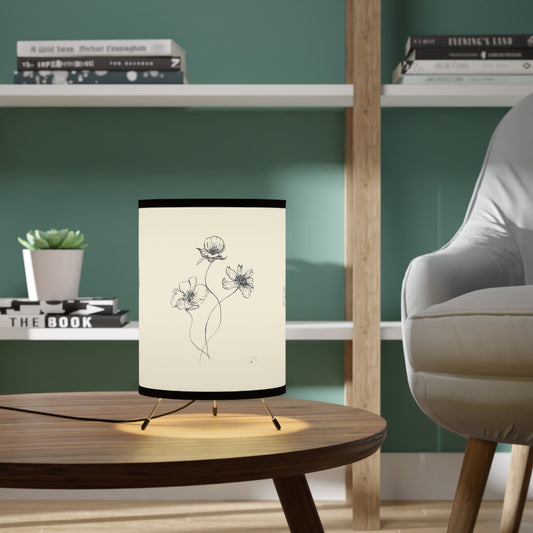 Tripod Lamp with High-Res Printed Shade, US\CA plug Printed with Original Floral Drawing