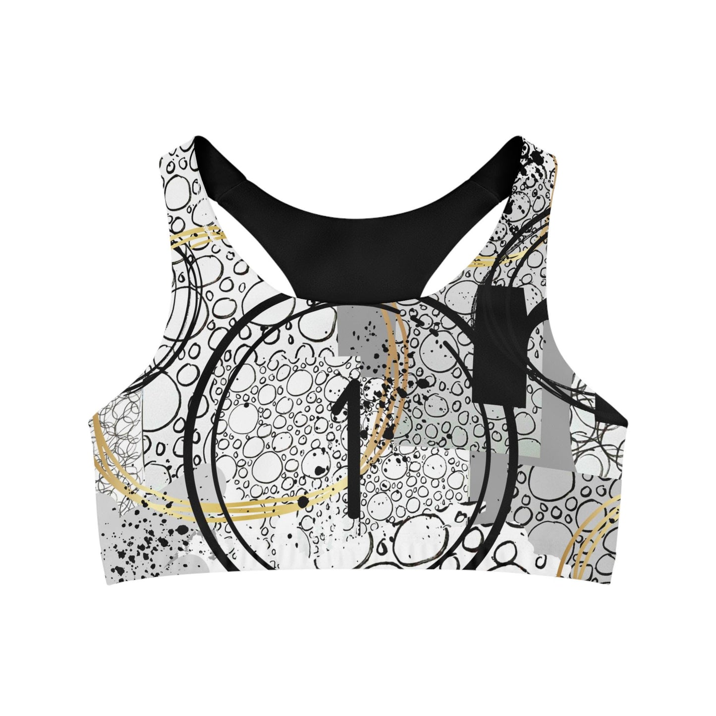 Bold Abstract Gray Scale Seamless Sports Bra, Workout Gym Activewear, Fitness Exercise Top, Athletic Apparel, Athletic Gear, Gym Clothing