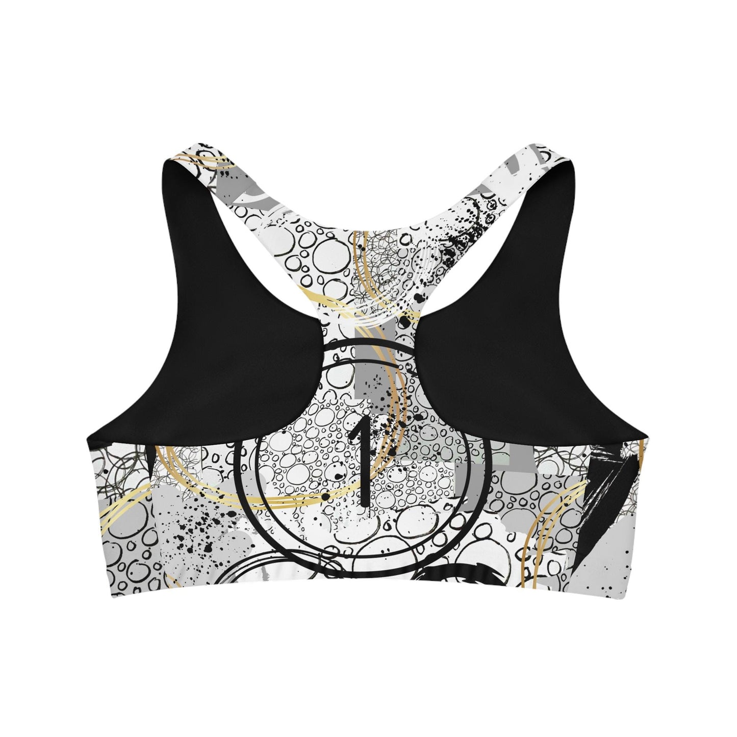 Bold Abstract Gray Scale Seamless Sports Bra, Workout Gym Activewear, Fitness Exercise Top, Athletic Apparel, Athletic Gear, Gym Clothing