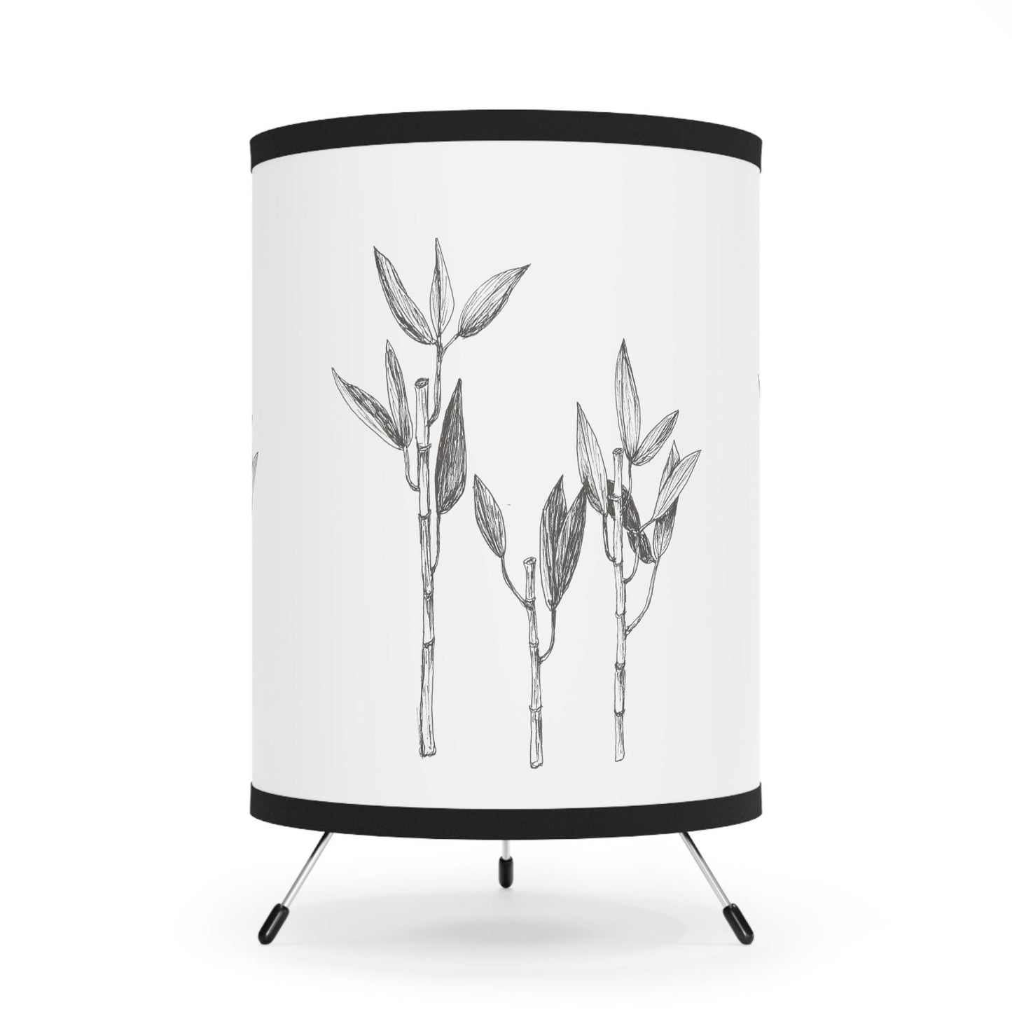 Lamp Shade, Bamboo Trio, Original Ink Drawing, Garden Botanical Art, Minimalist Line Drawing, Tripod Lamp