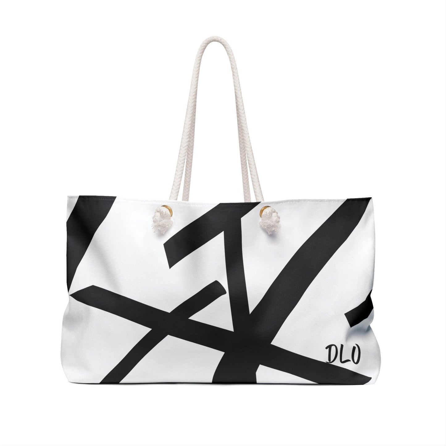 Geometric Art Weekender Bag, Abstract Minimalist Design, Black and White Lines, Bold Pattern Duffel, Modern Overnight Tote, Stylish Travel