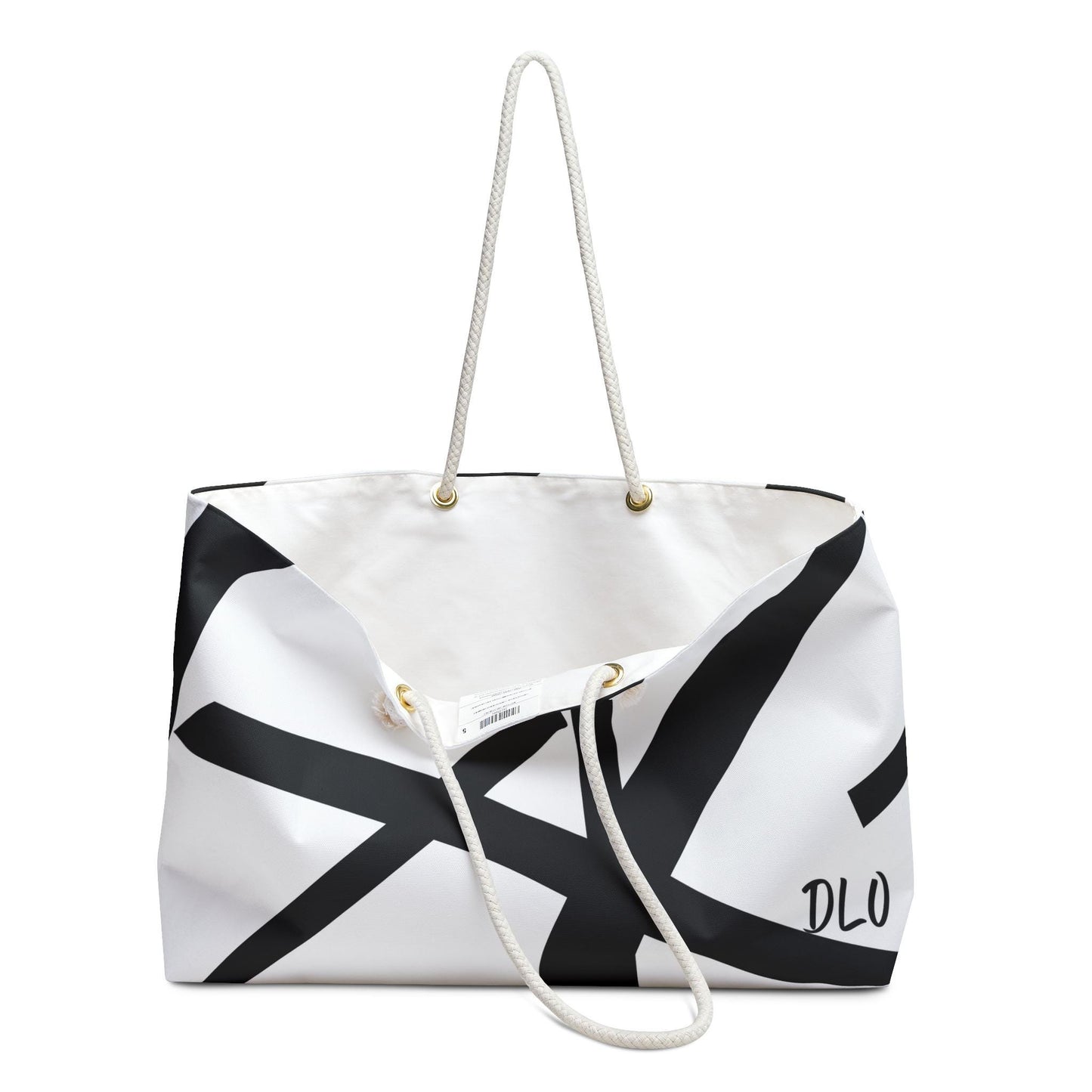 Geometric Art Weekender Bag, Abstract Minimalist Design, Black and White Lines, Bold Pattern Duffel, Modern Overnight Tote, Stylish Travel