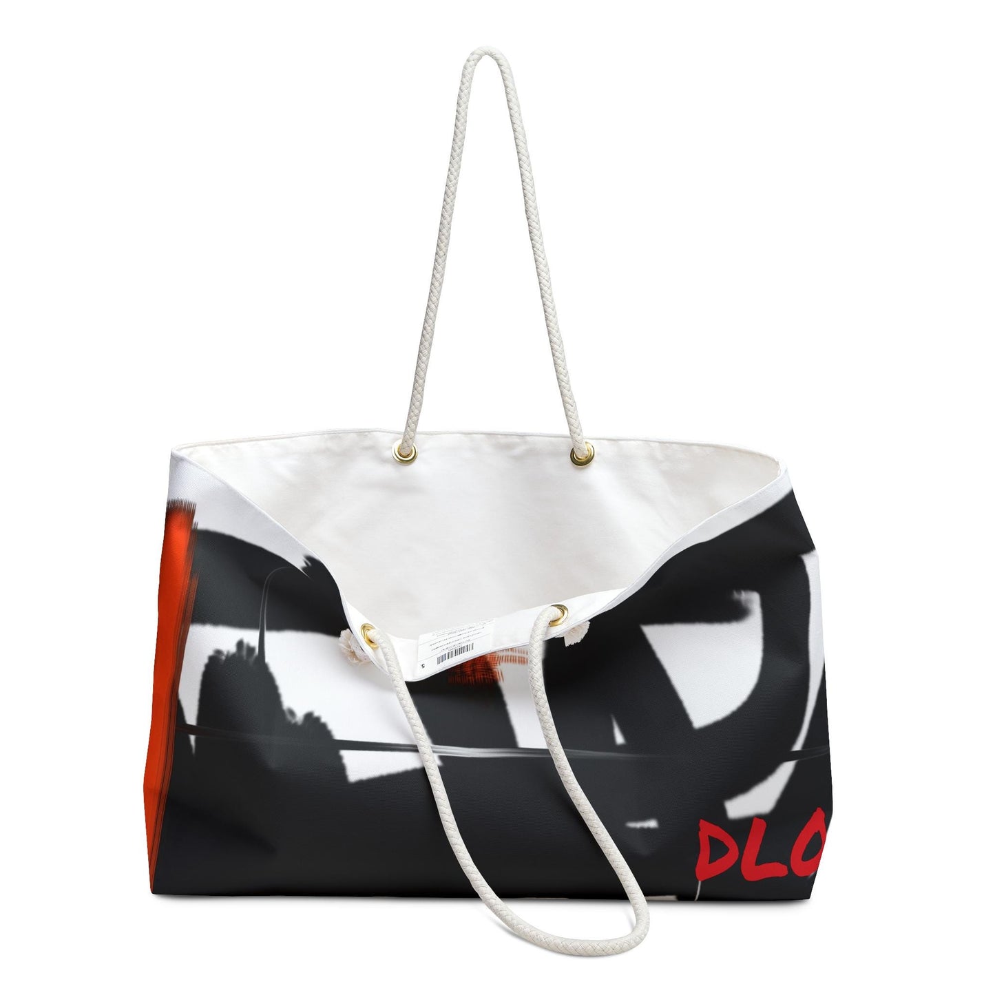 Abstract Art Weekender Bag, Red Black White Bold Statement Piece, Original Art Print, Travel Tote, Overnight Bag, Carry On Bag, Weekend