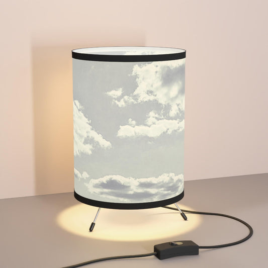 Tripod Lamp, Original Sky Photo, Glowing Light, Black and White, Calming Shade, Home Decor Lighting, US/CA Plug