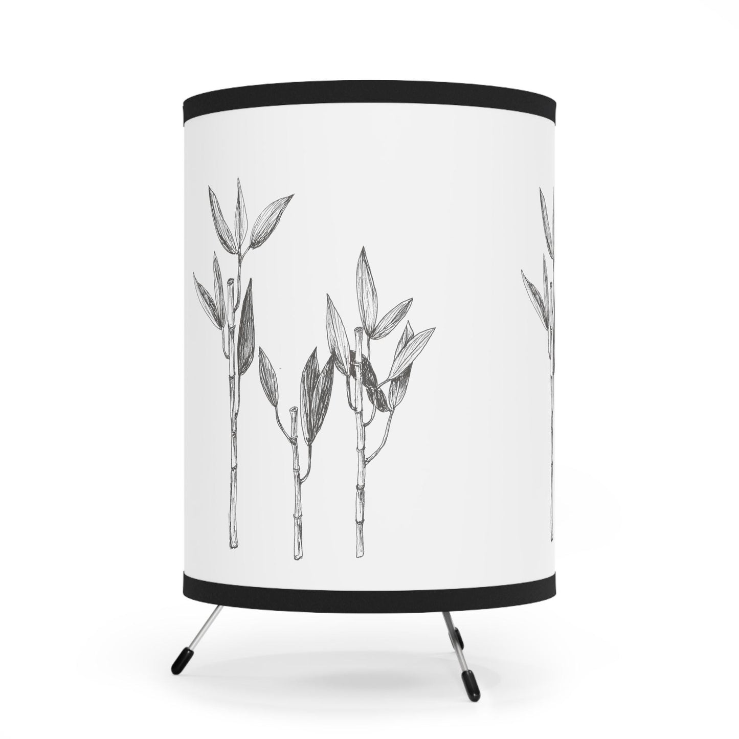 Lamp Shade, Bamboo Trio, Original Ink Drawing, Garden Botanical Art, Minimalist Line Drawing, Tripod Lamp