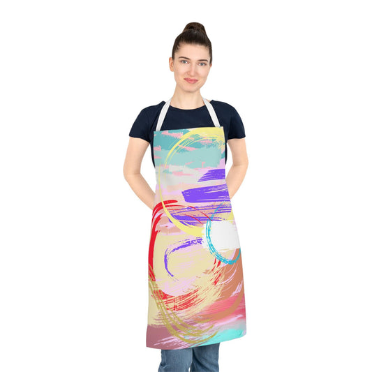 Abstract Artist Apron, Modern Art Cooking Smock, Purple Green Pink Yellow Original Art Print, Gift for Cooks, Artistic Painter Gift, Kitchen