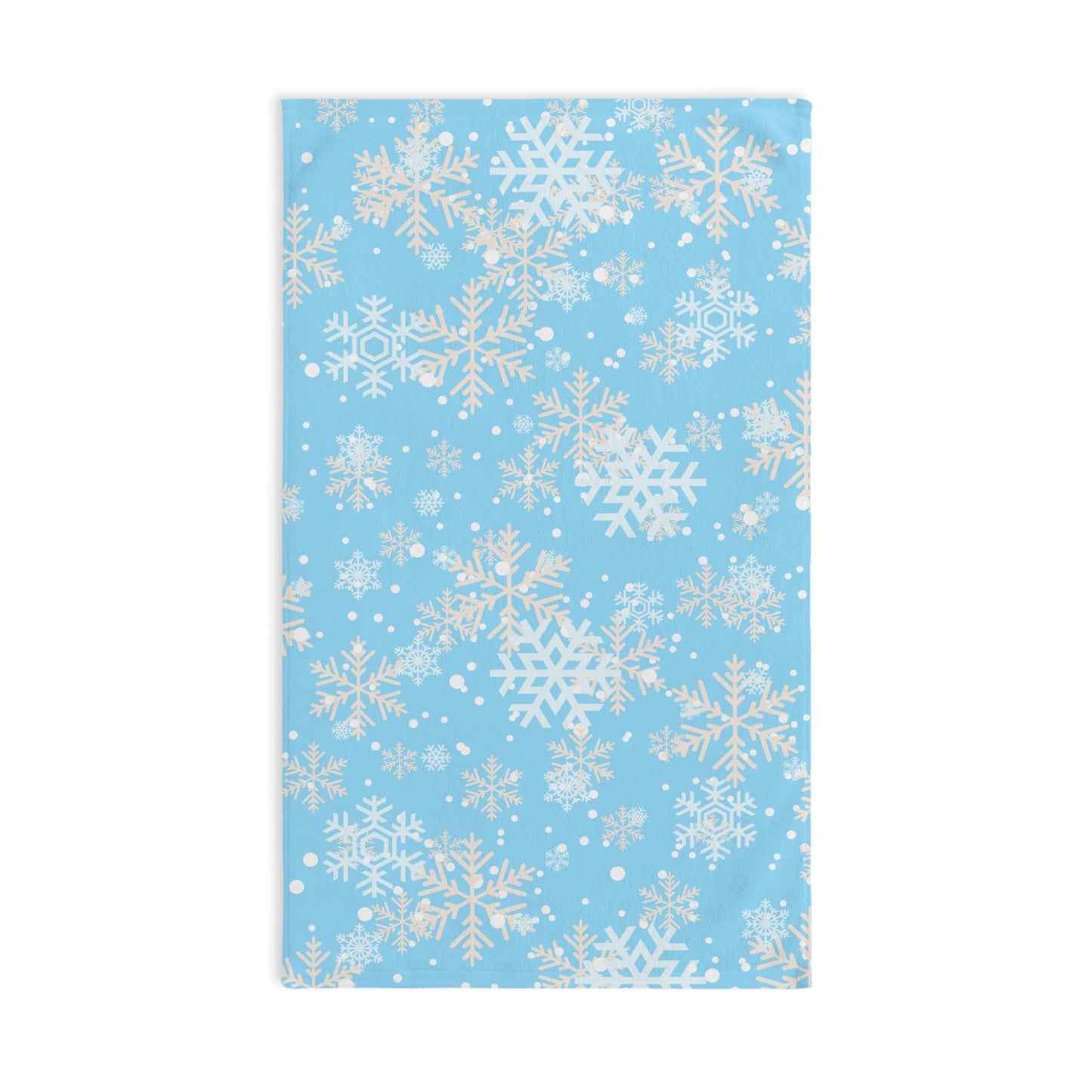 Snowflake Hand Towel, Winter Theme Guest Towel, Christmas Calm Bathroom Decor, Blue and White Kitchen Towel, Pleasant Holiday Tea Towel,