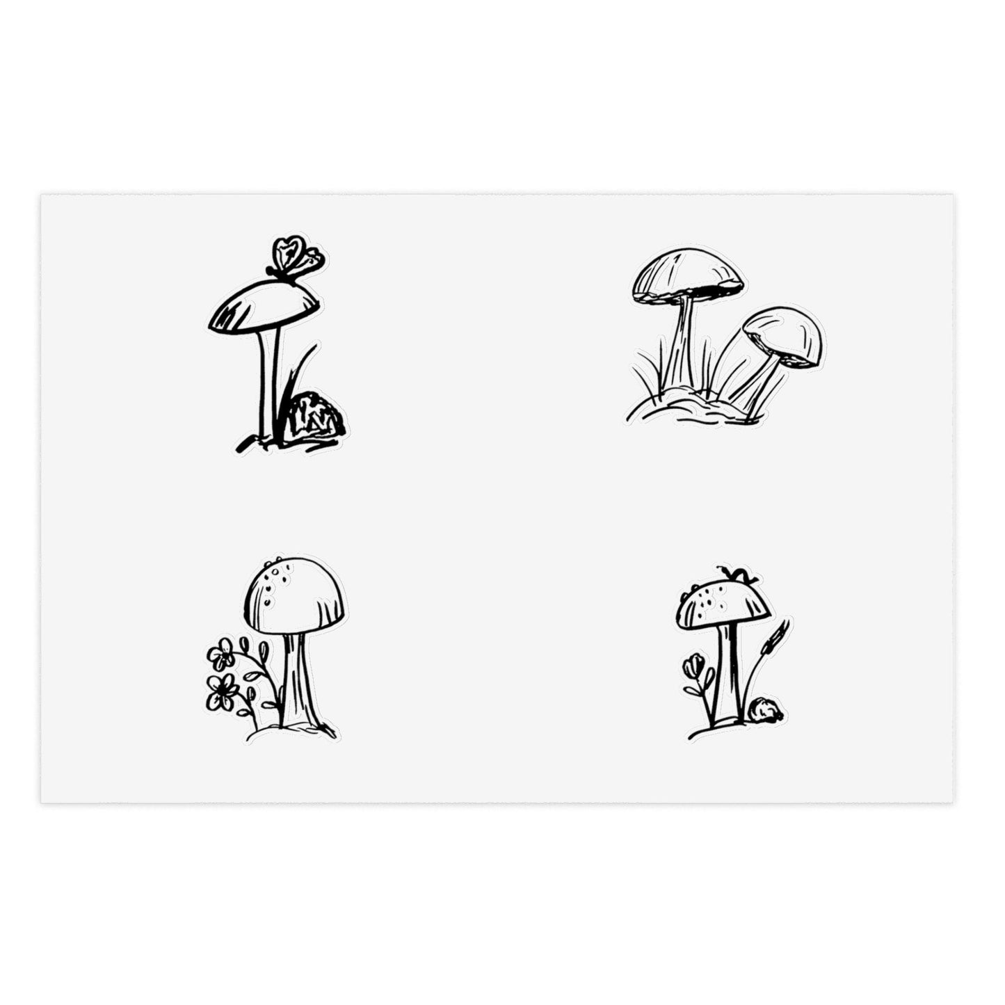 Mushroom Stickers, Cute Fungi Sticker Sheets, Nature Lover Black Ink Drawings, Fun Sticker Pack, Simple Line Art, Planner Decor,