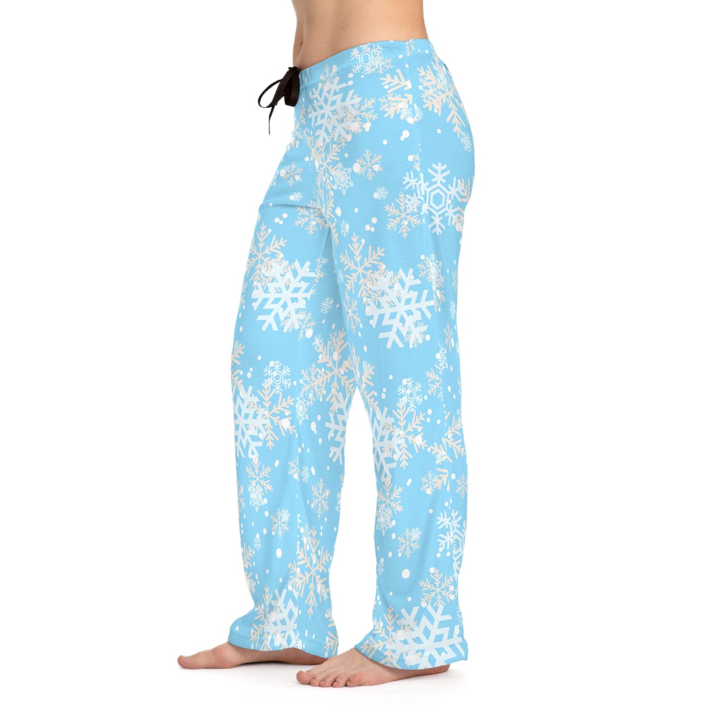 Winter Wonderland Women's Pajama Pants, Holiday Snowflake Lounge Pants, Soft Blue Sleepwear, Cozy Christmas PJ Bottoms, Gift for Her