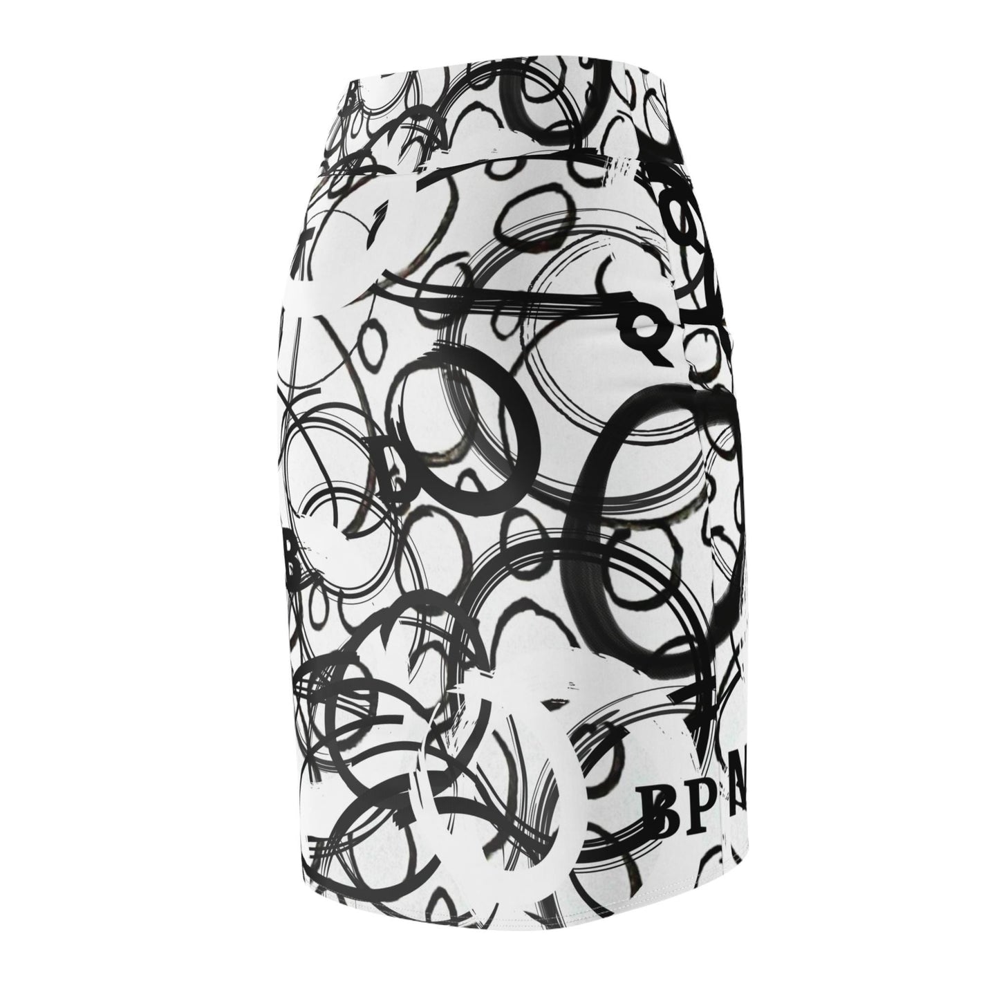 Pencil Skirt, Abstract Circles, Party Evening Day Modern Stylish, Women's Skirt, Statement Piece, Black White Skirt, Original Art Skirt