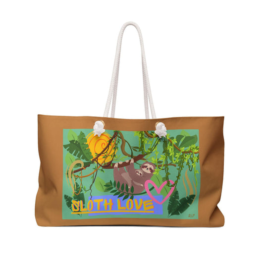 Sloth Weekender Bag - Jungle Safari Theme, Fun Animal Design for Travelers, Kids - Extra Bag for Adventures, Original New Design, Cute Sloth