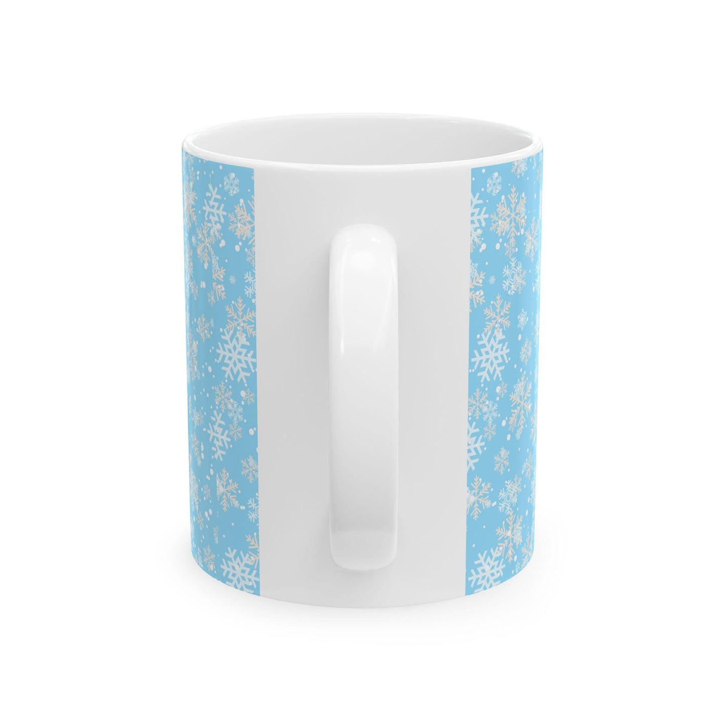 Snowflake Ceramic Mug, Winter Blizzard Hot Beverage Cup, Blue Snow Design, Christmas Gift, Holiday Mug, Unique Kitchen Decor